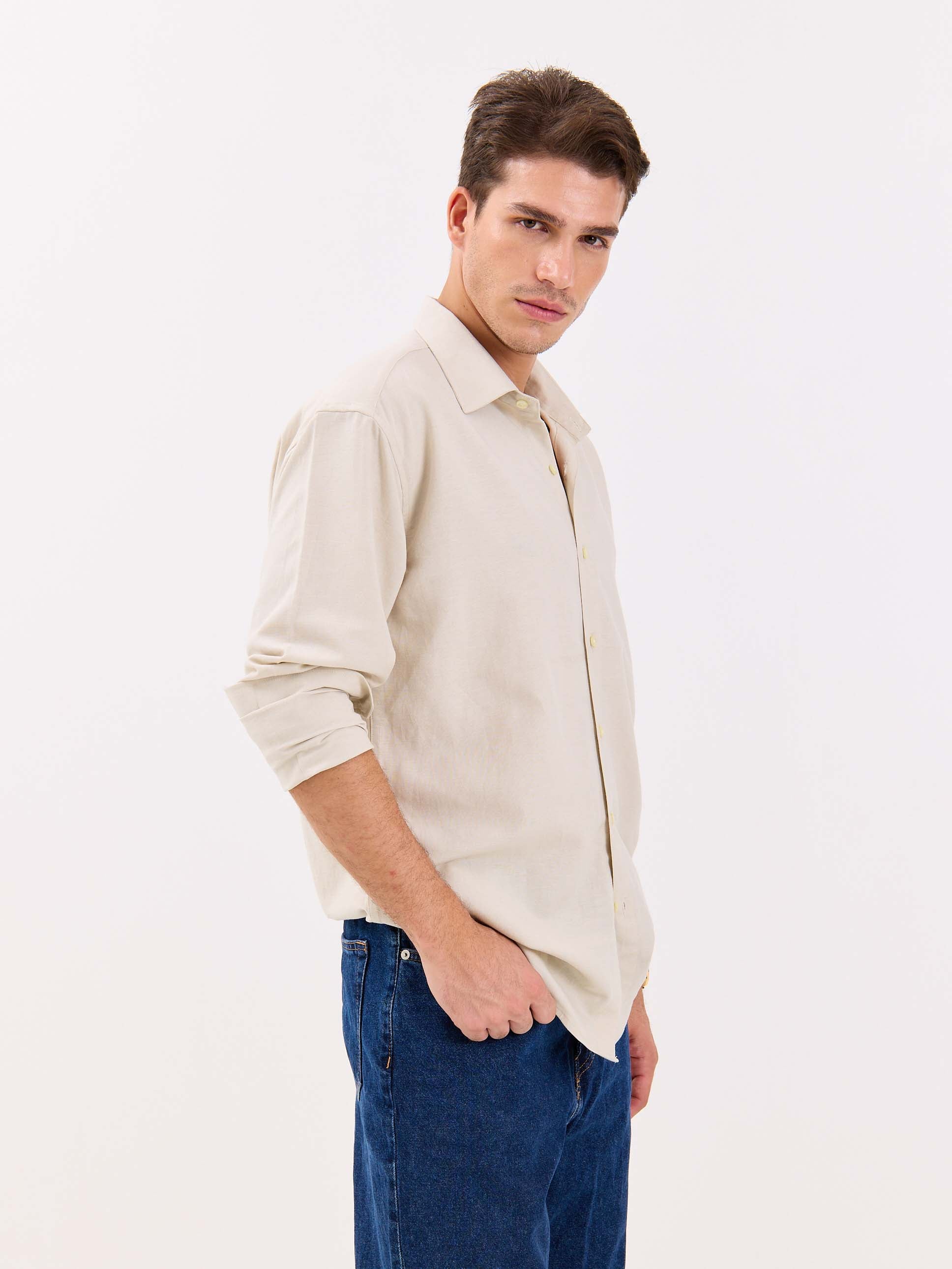 Light Beige Linen-blend Shirt - Image 6