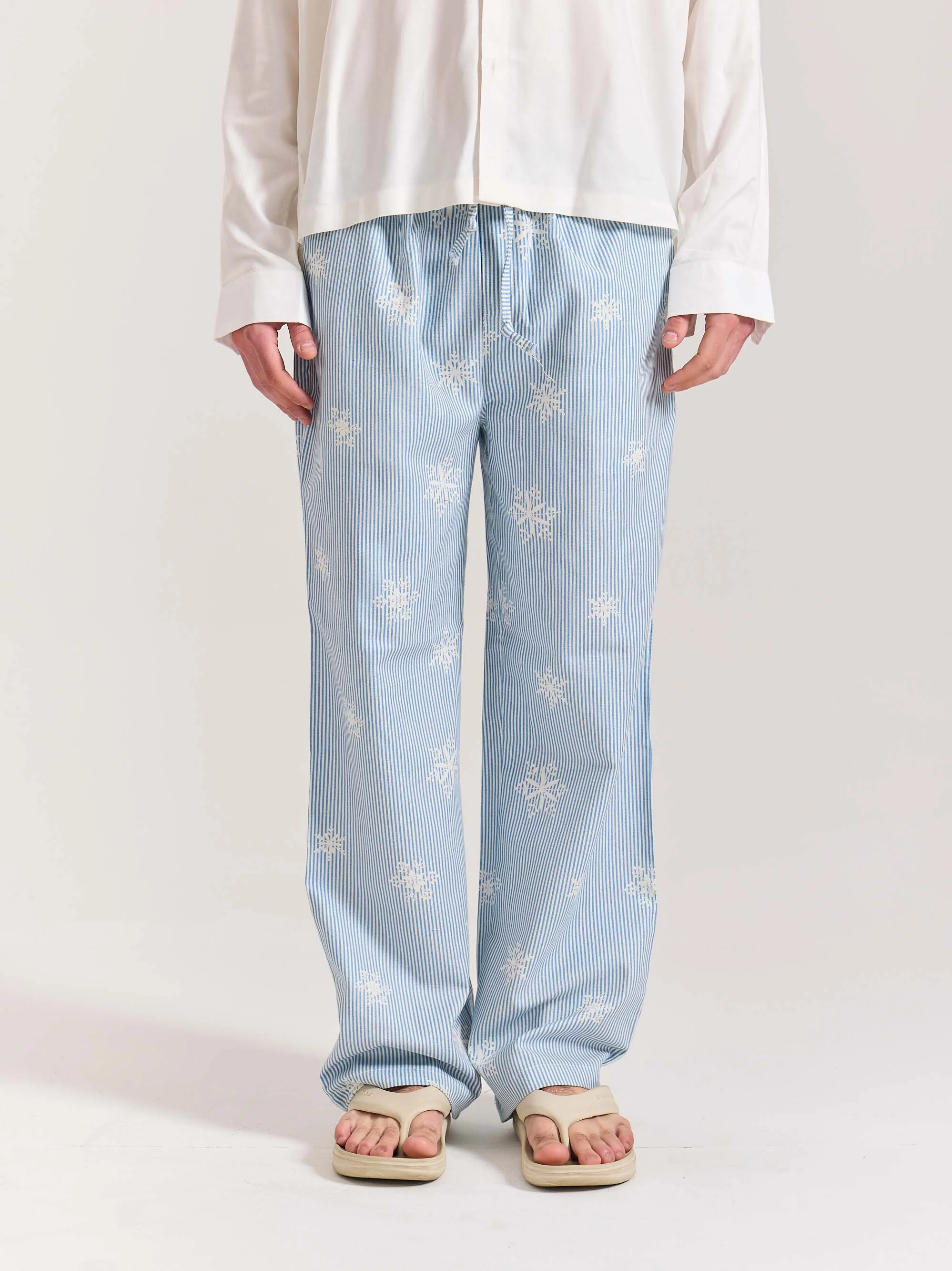 Light Blue Striped Snowflake Pull-on Pants - Image 3