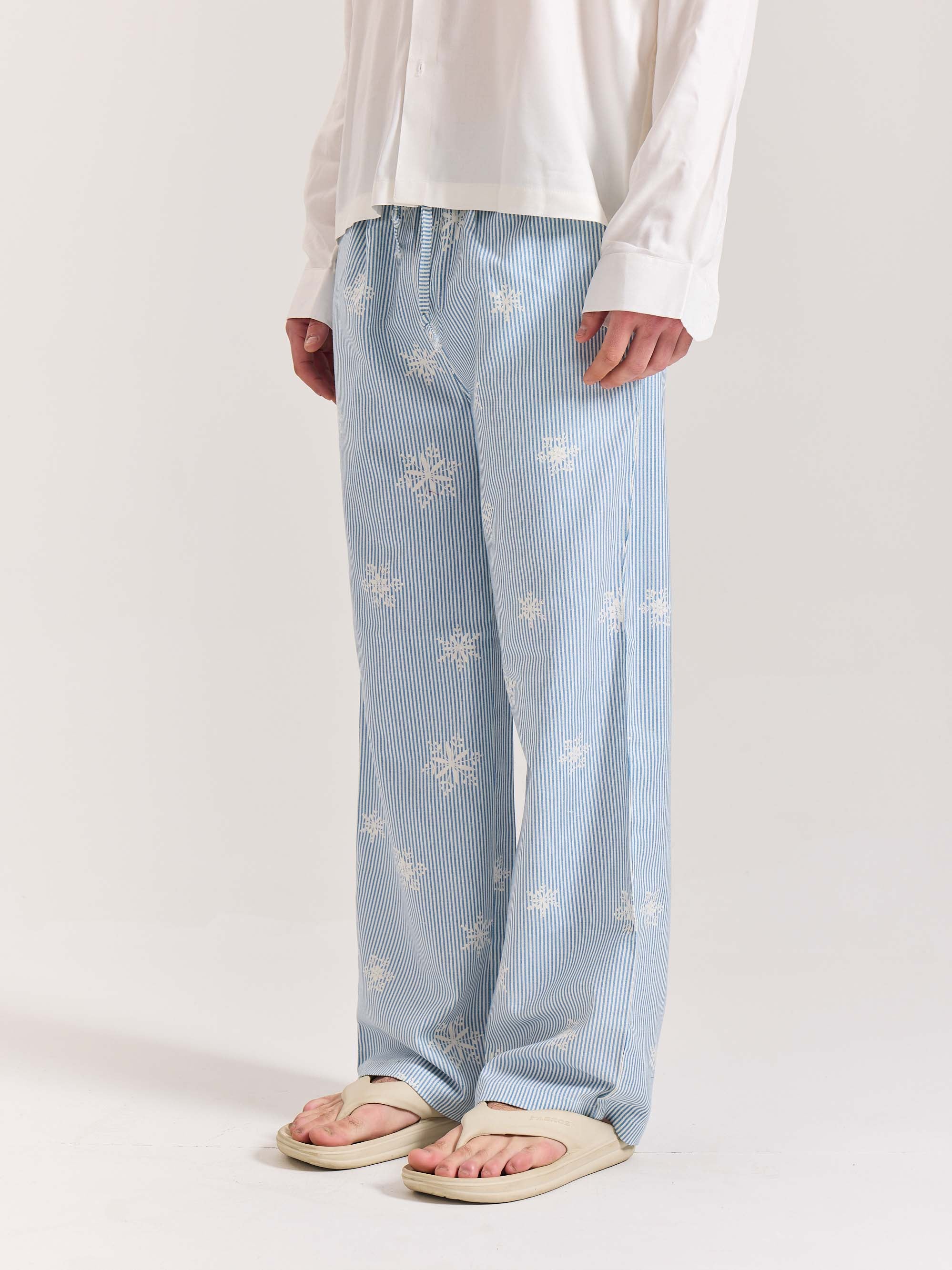 Light Blue Striped Snowflake Pull-on Pants - Image 5