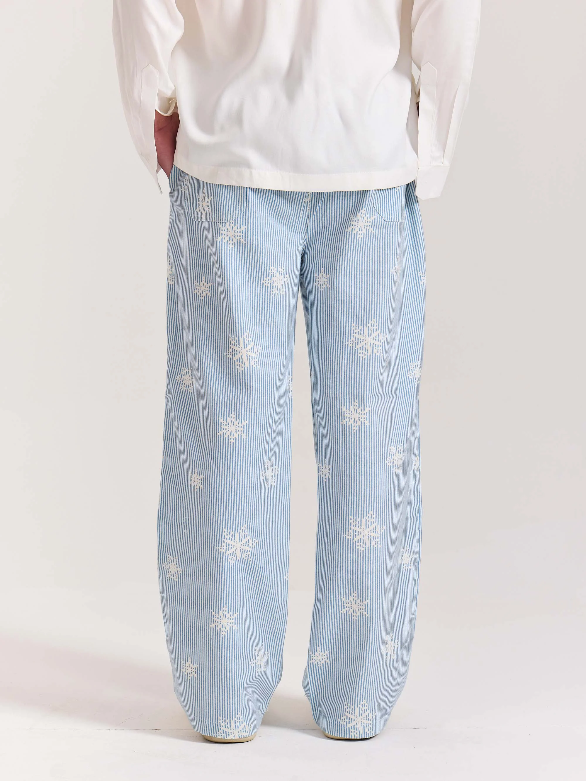 Light Blue Striped Snowflake Pull-on Pants - Image 8