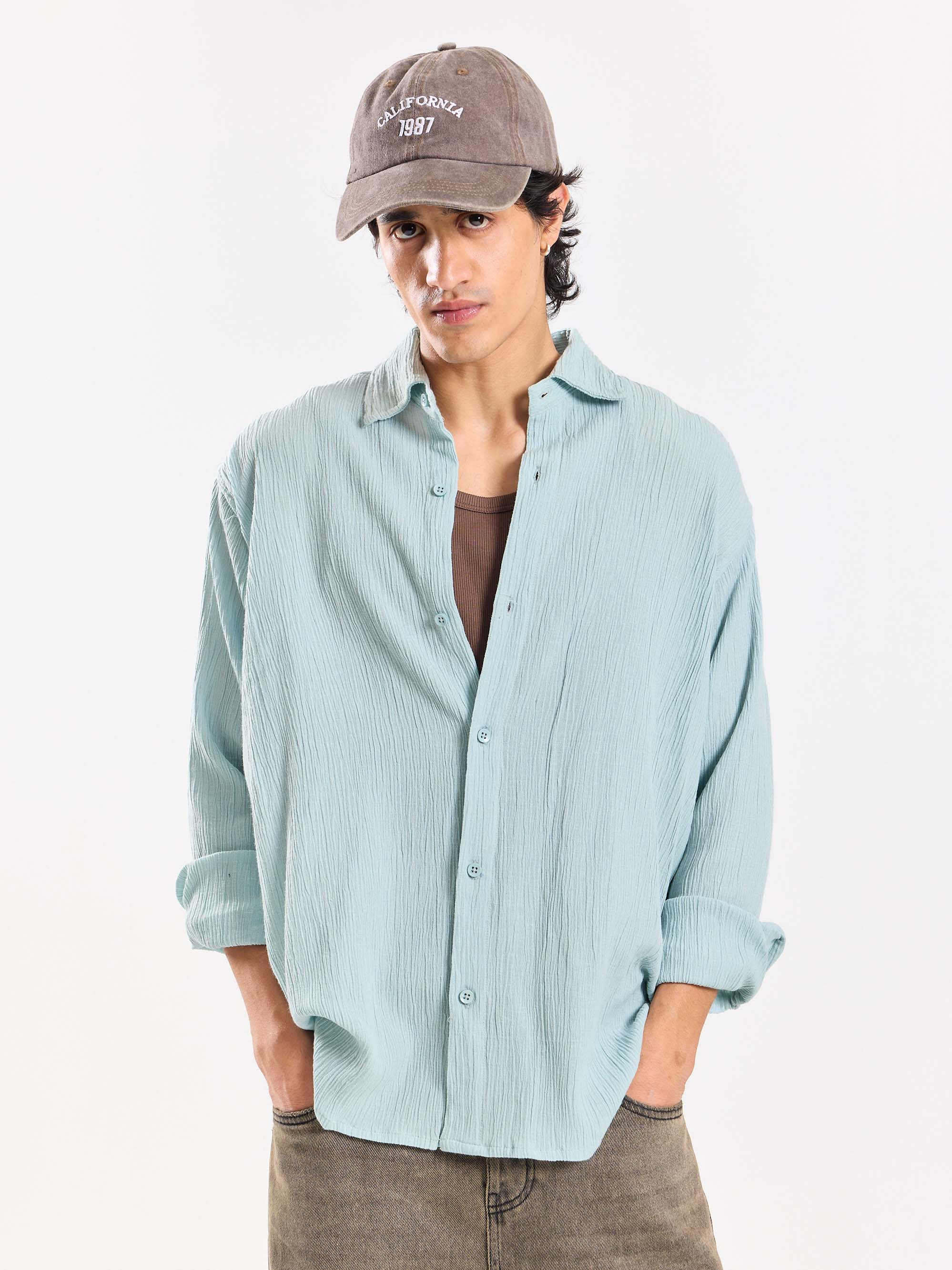 Light Blue Wrinkled Shirt - Image 2
