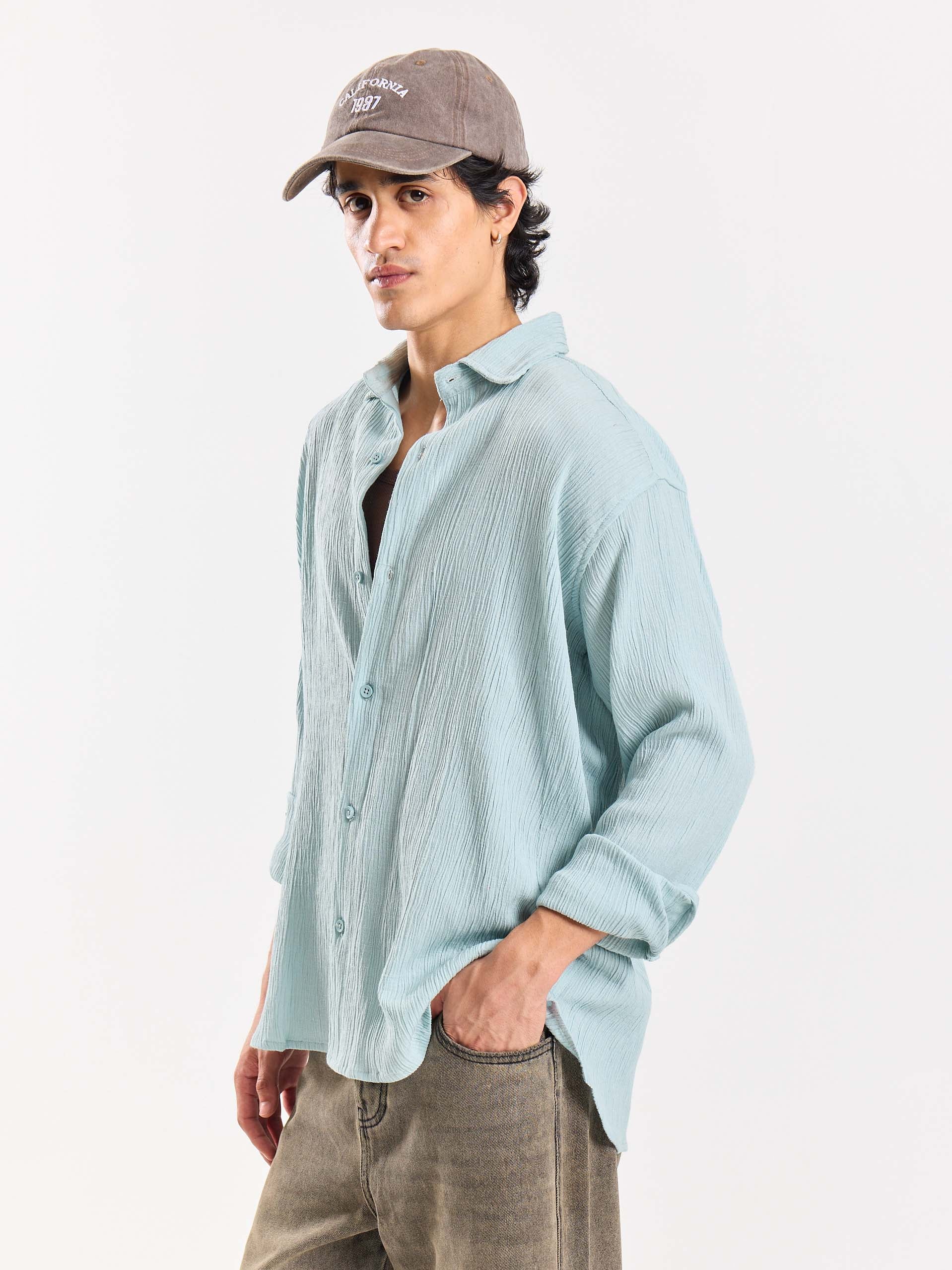 Light Blue Wrinkled Shirt - Image 4