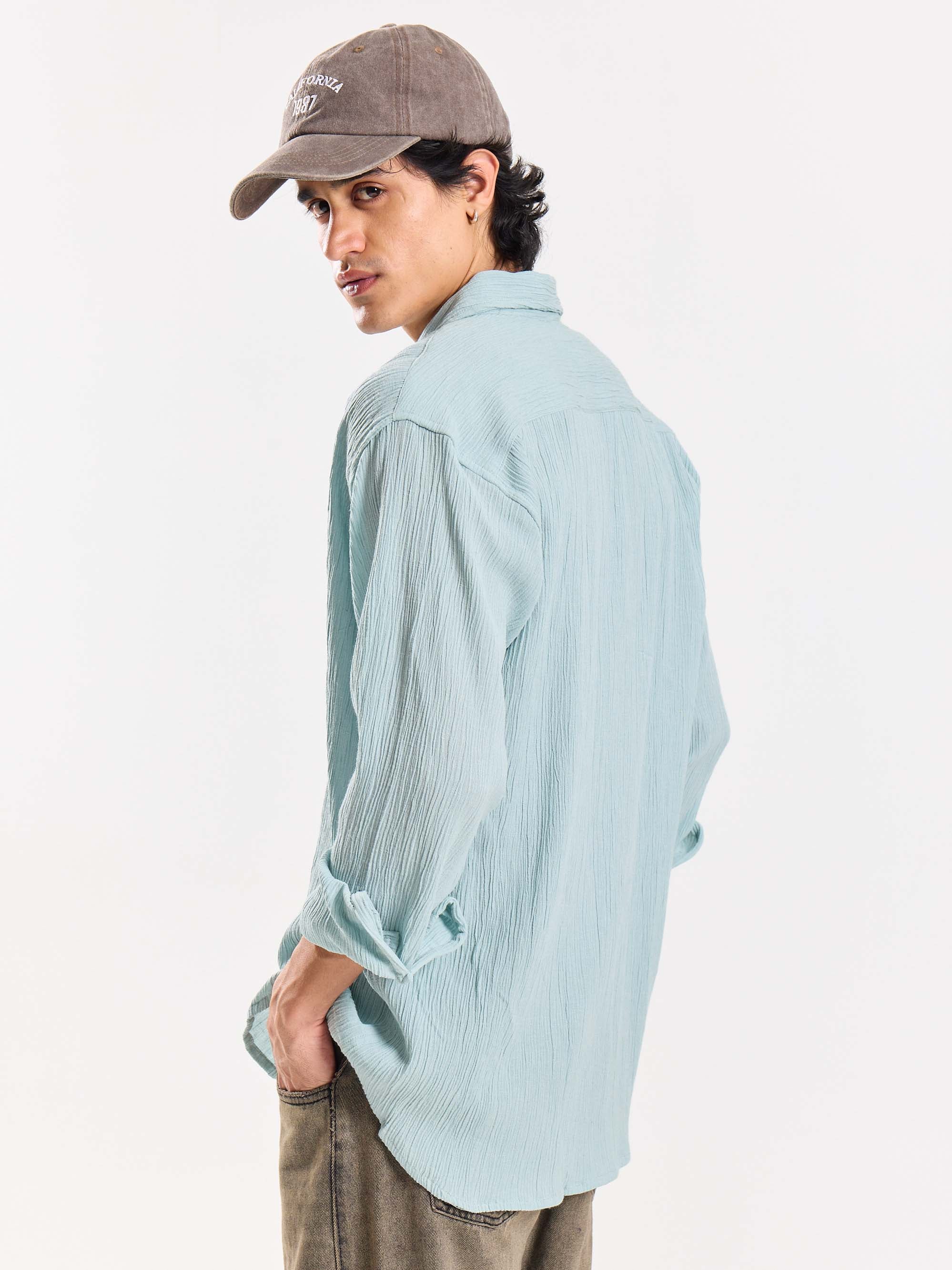 Light Blue Wrinkled Shirt - Image 7