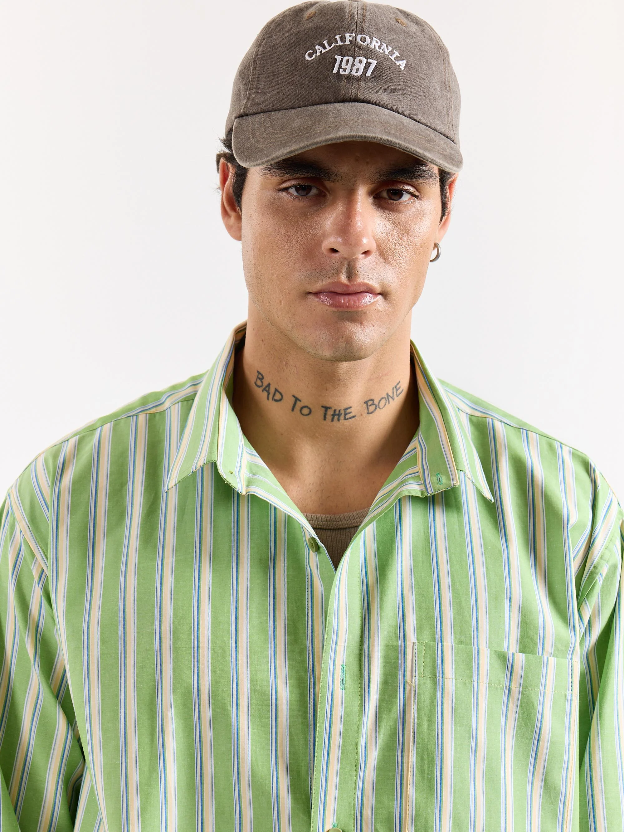 Light Green Striped Poplin Oversized Shirt - Image 5