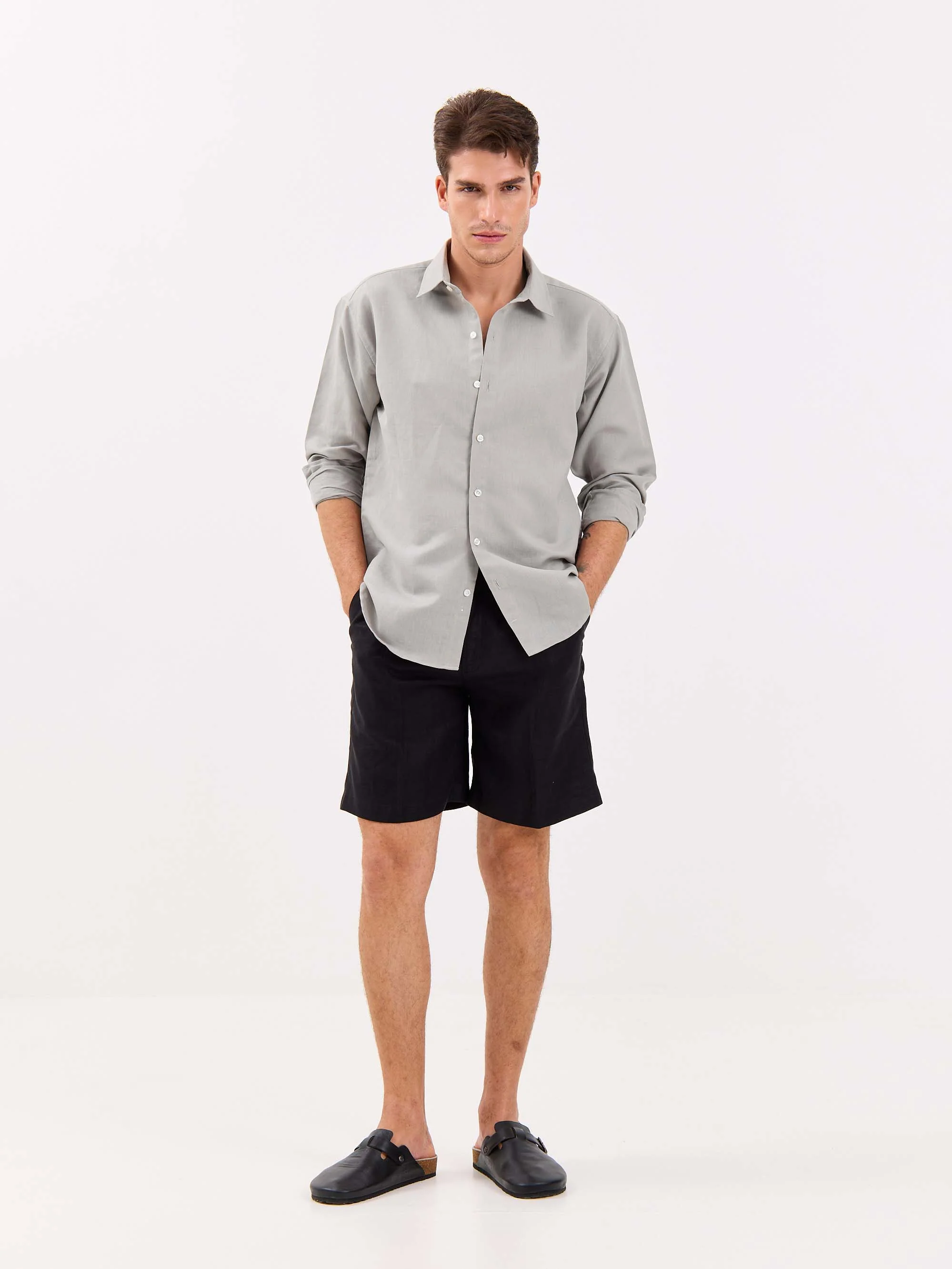 Light Grey Linen-blend Shirt - Image 4