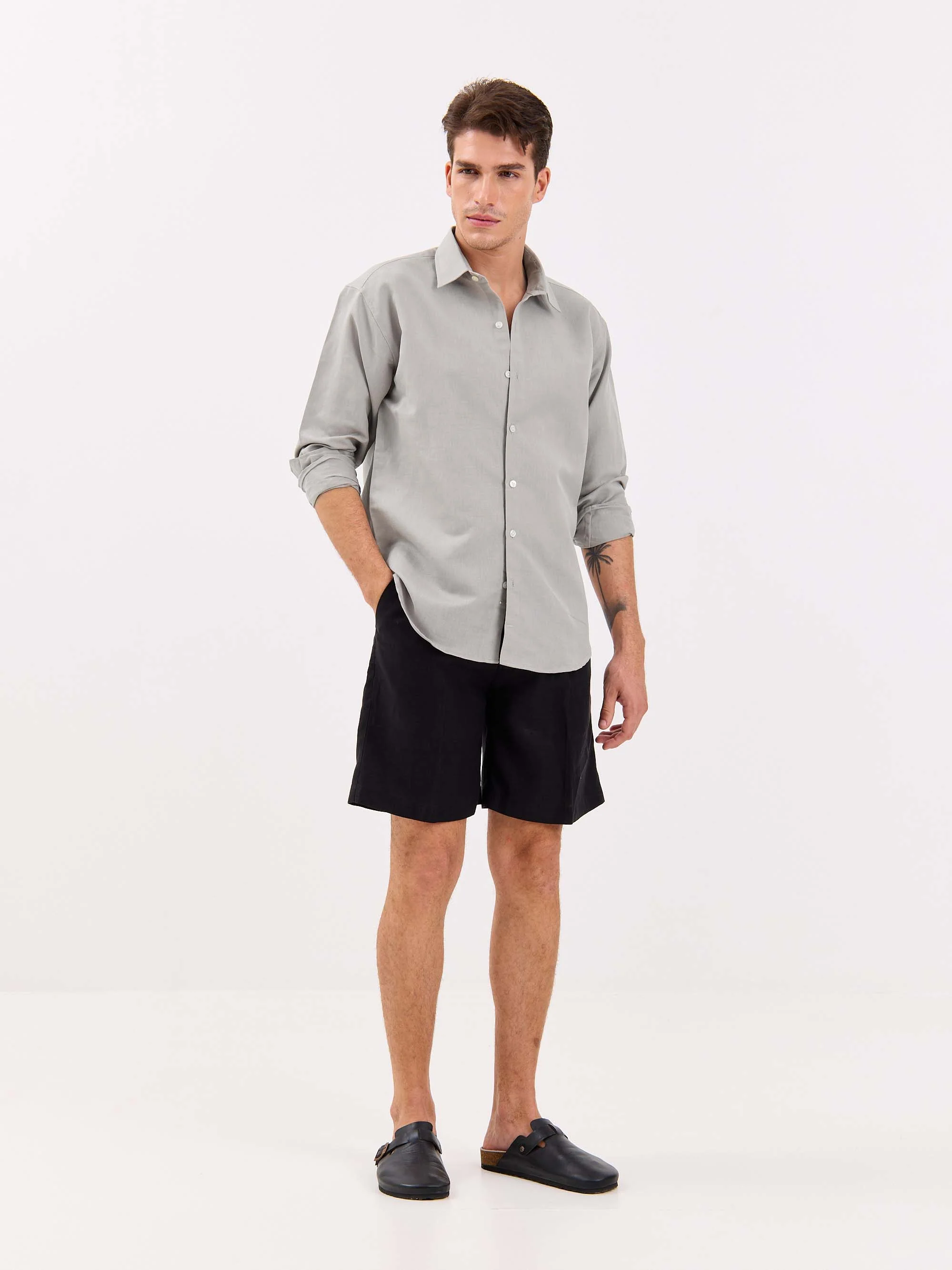 Light Grey Linen-blend Shirt - Image 5