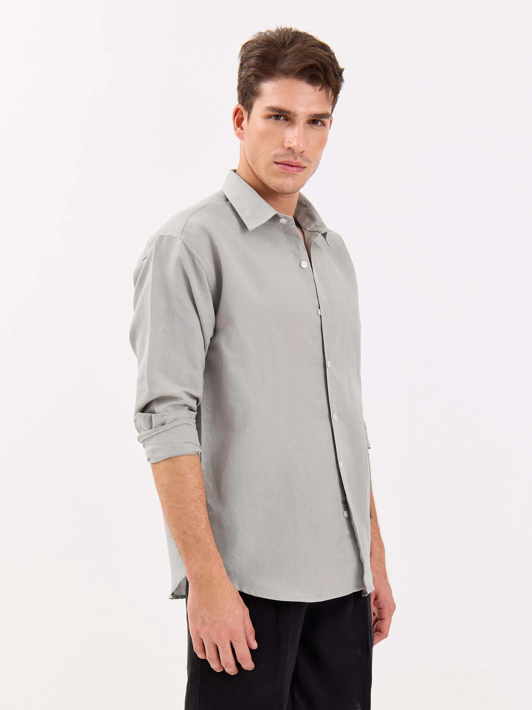 Light Grey Linen-blend Shirt - Image 6