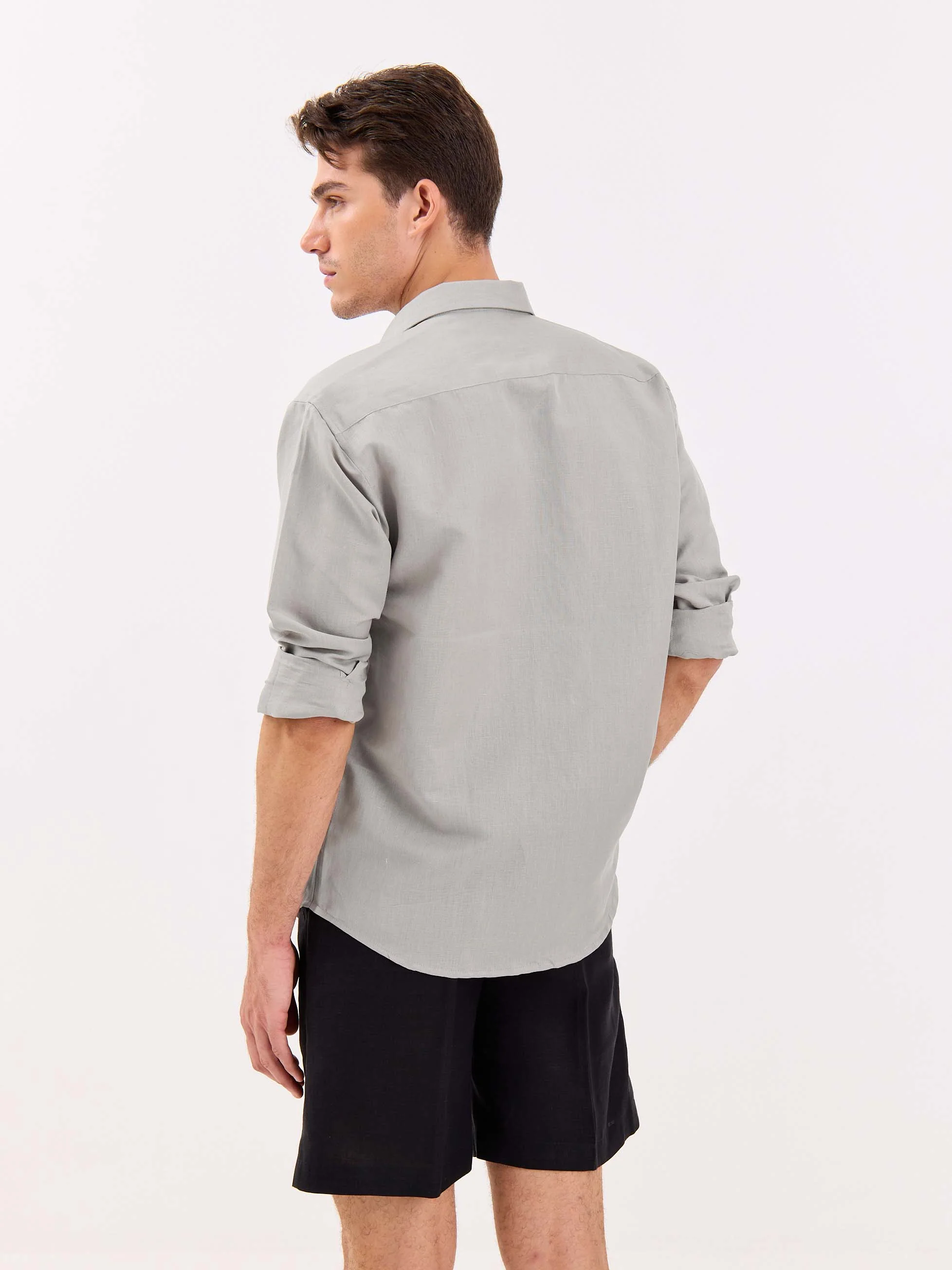 Light Grey Linen-blend Shirt - Image 7