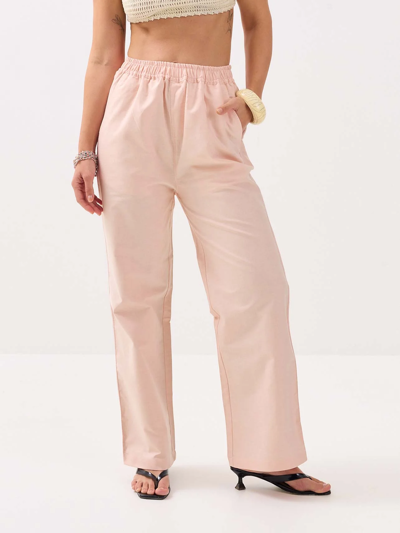 Light Peach Oxford Pull-on Pants - Image 4