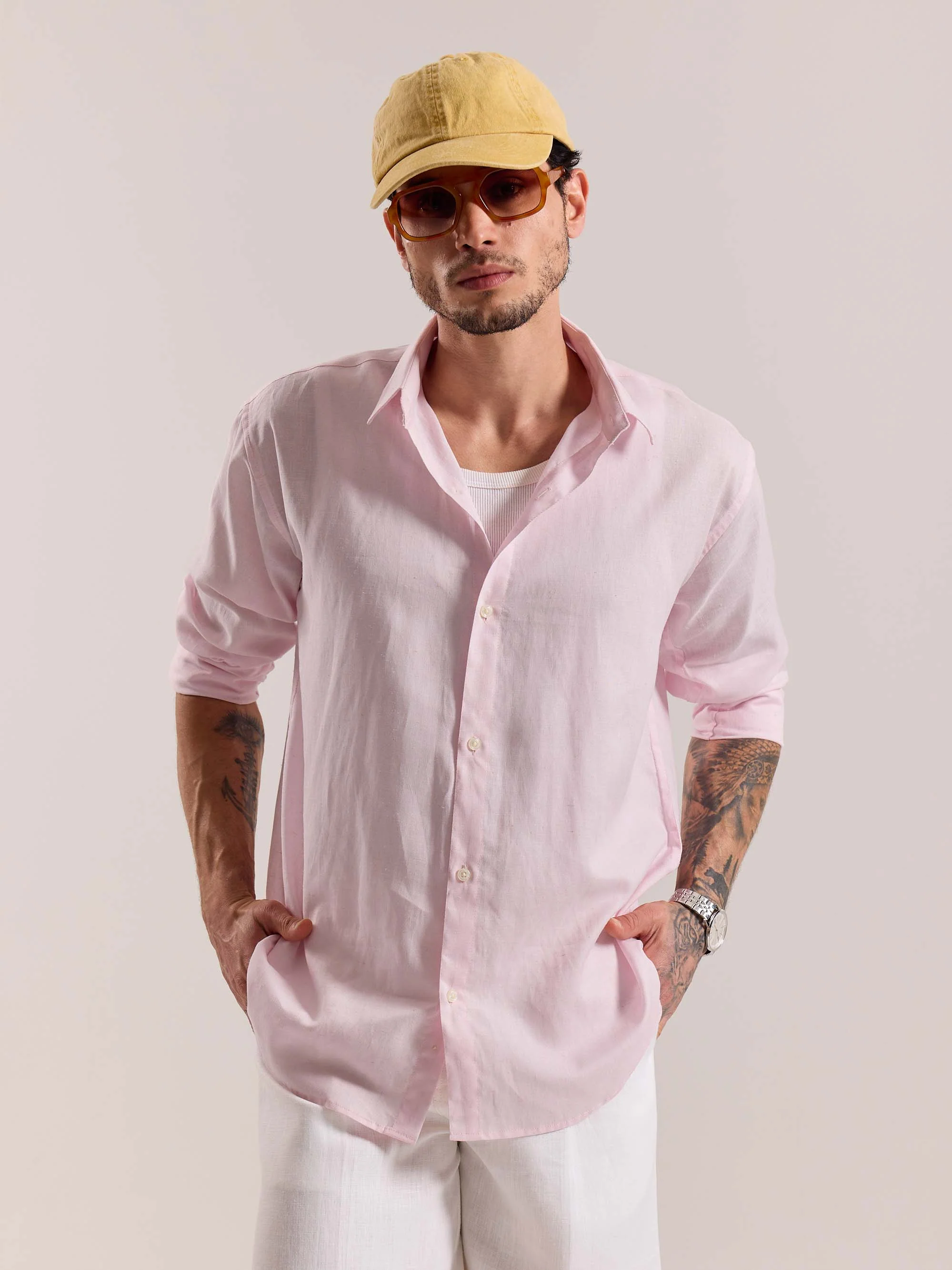 Light Pink Linen-blend Shirt - Image 3