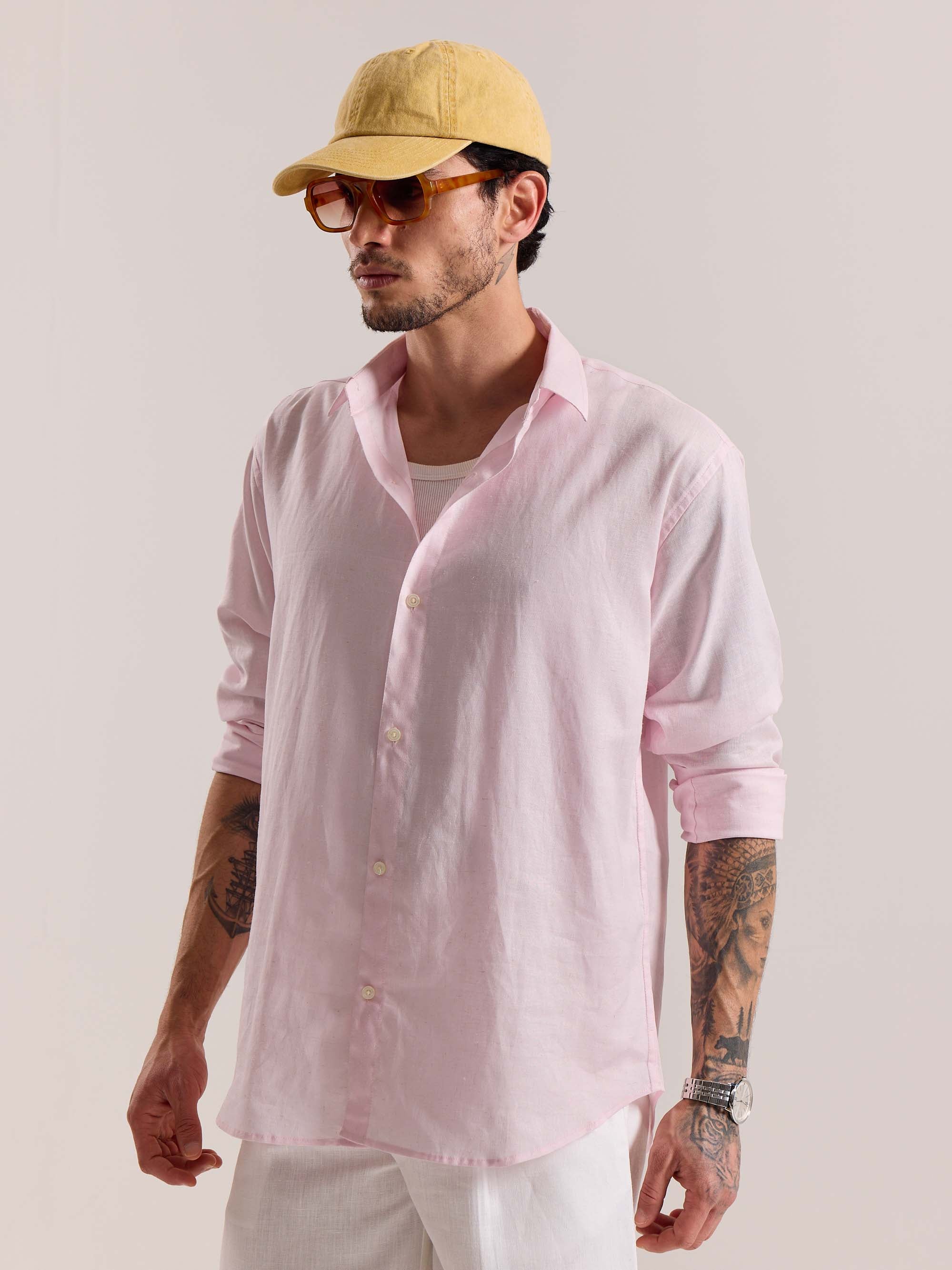 Light Pink Linen-blend Shirt - Image 6
