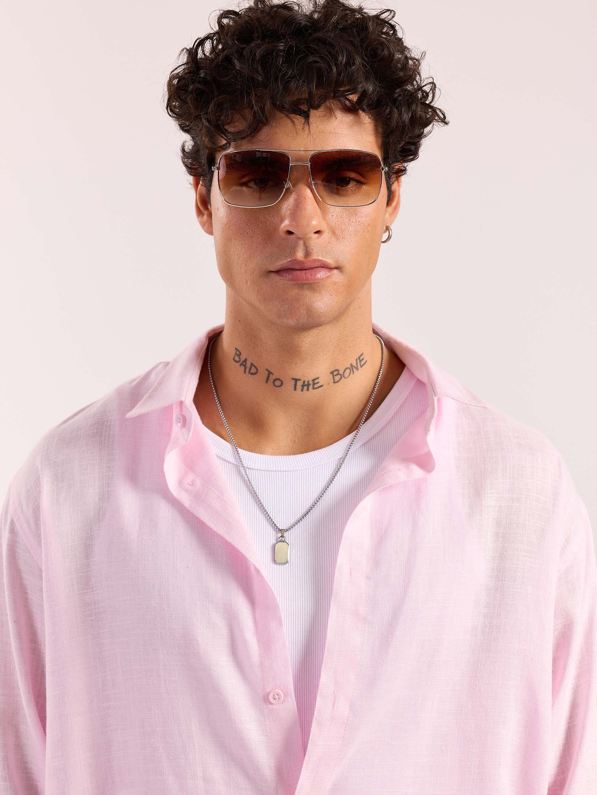 Light Pink Linen Cropped Shirt  ( Pre-Order ) - Image 5