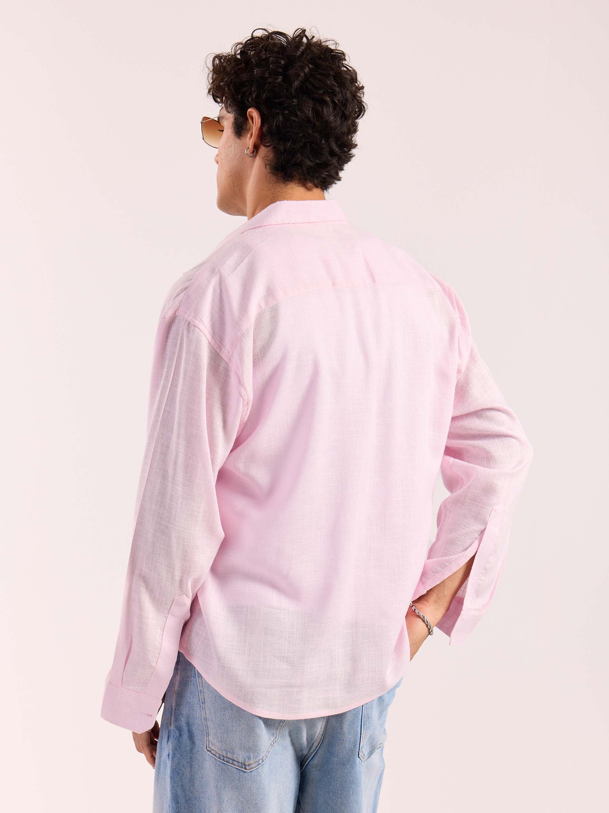 Light Pink Linen Cropped Shirt  ( Pre-Order ) - Image 6