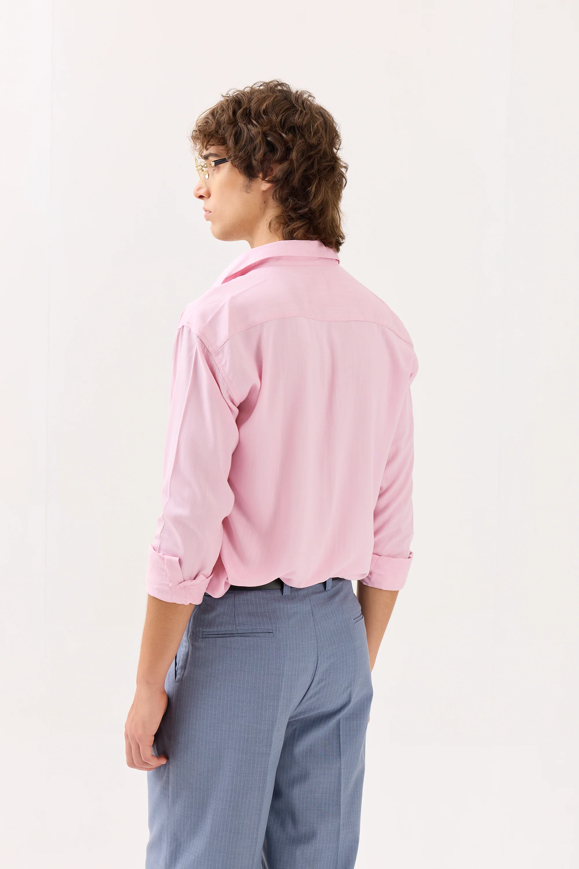 Light Pink Textured Drape Shirt - Image 6