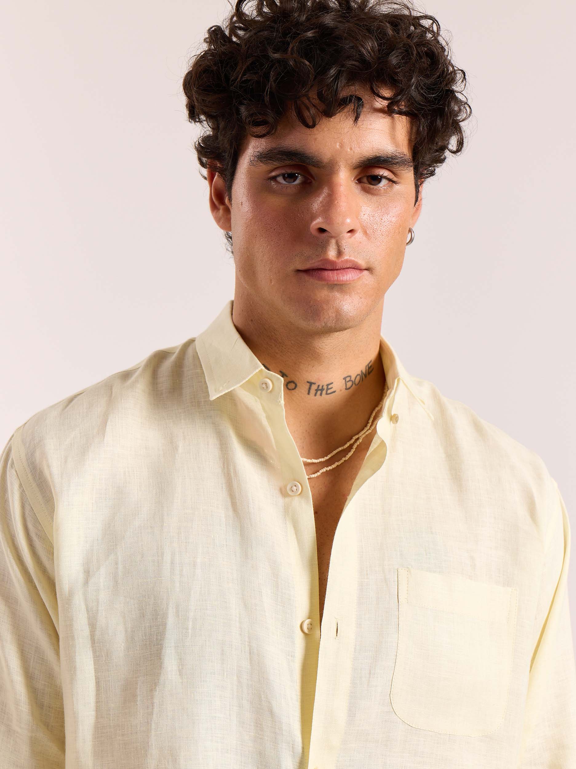 Light Yellow 60s Lea Linen Shirt ( Pre-Order ) - Image 5