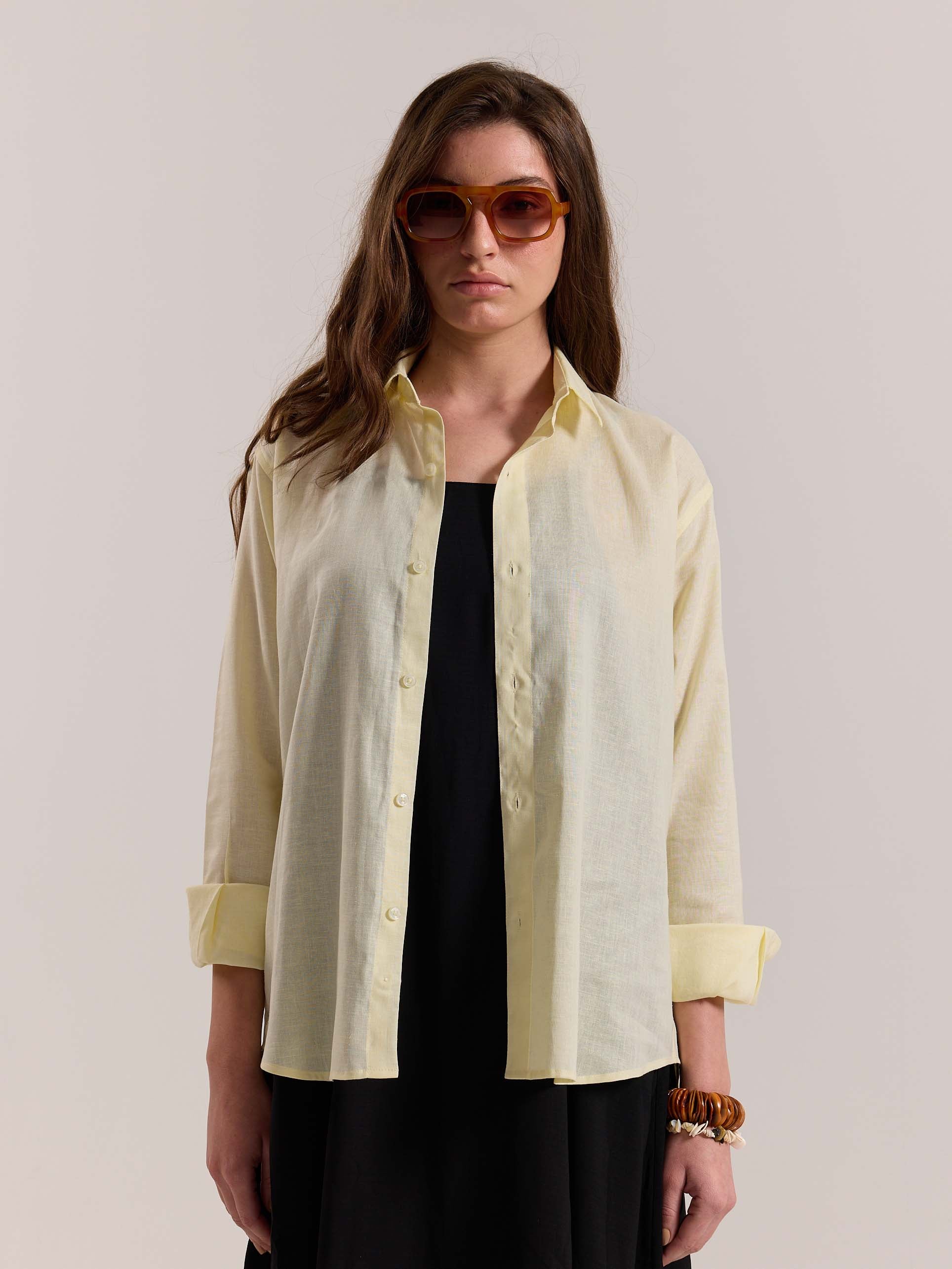 Light Yellow Linen-blend Shirt - Image 4