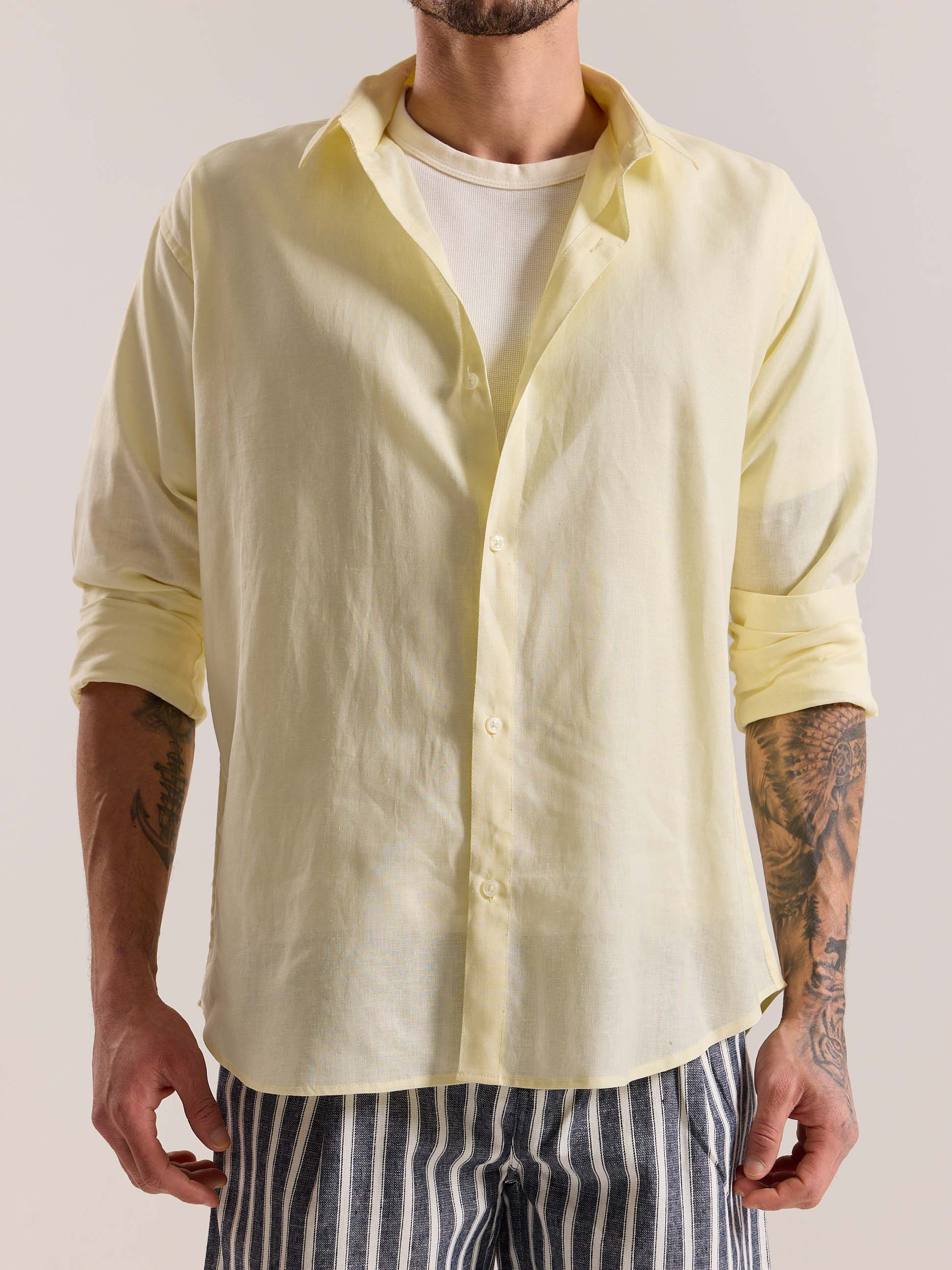 Light Yellow Linen-blend Shirt - Image 6