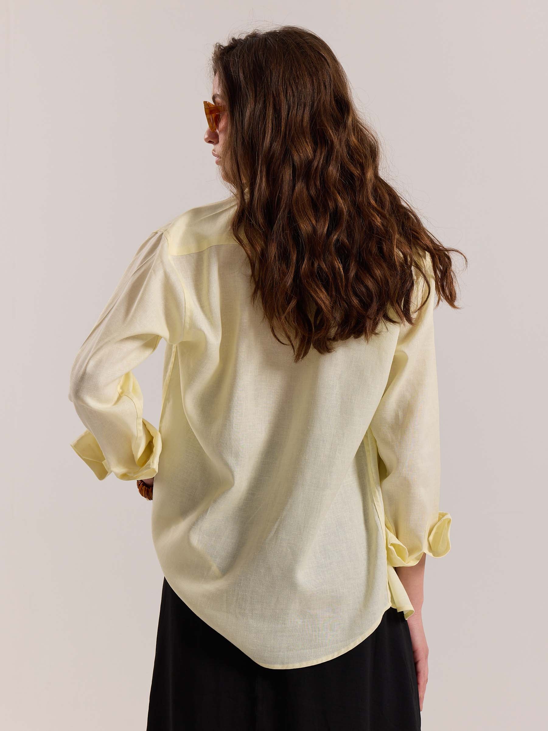 Light Yellow Linen-blend Shirt - Image 8