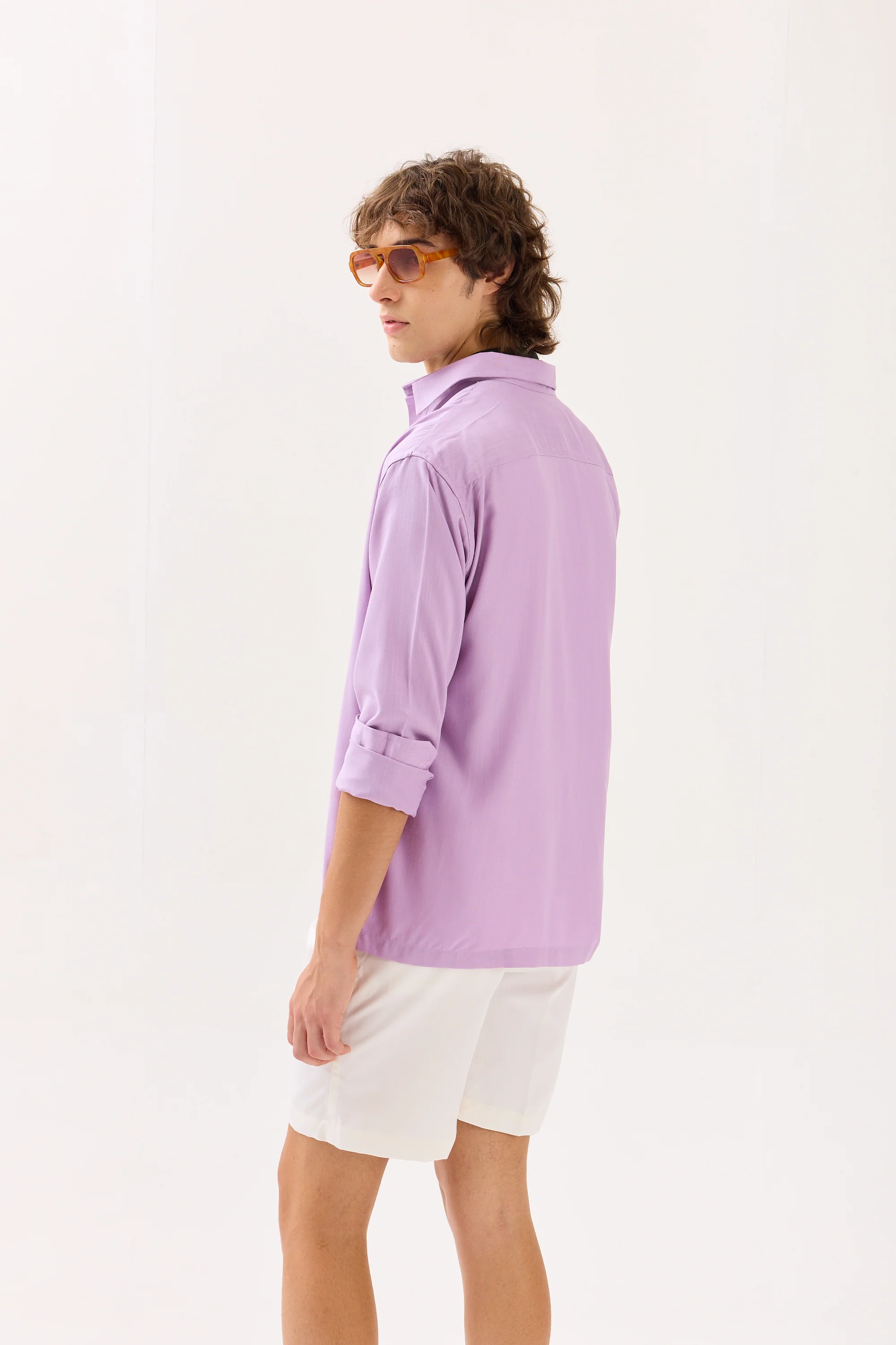 Lilac Textured Drape Shirt - Image 6