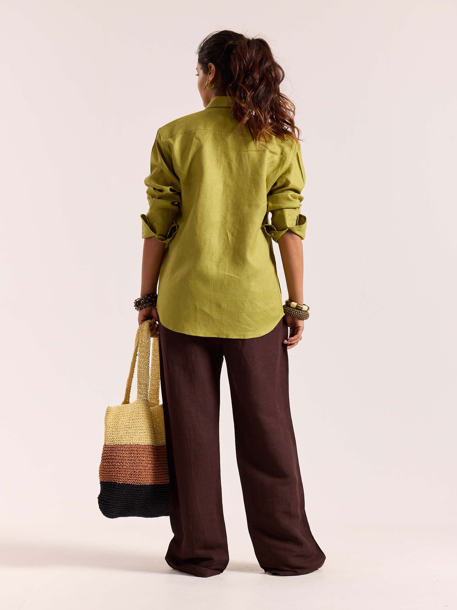 Lime Green 60s Lea Linen Shirt - Image 8