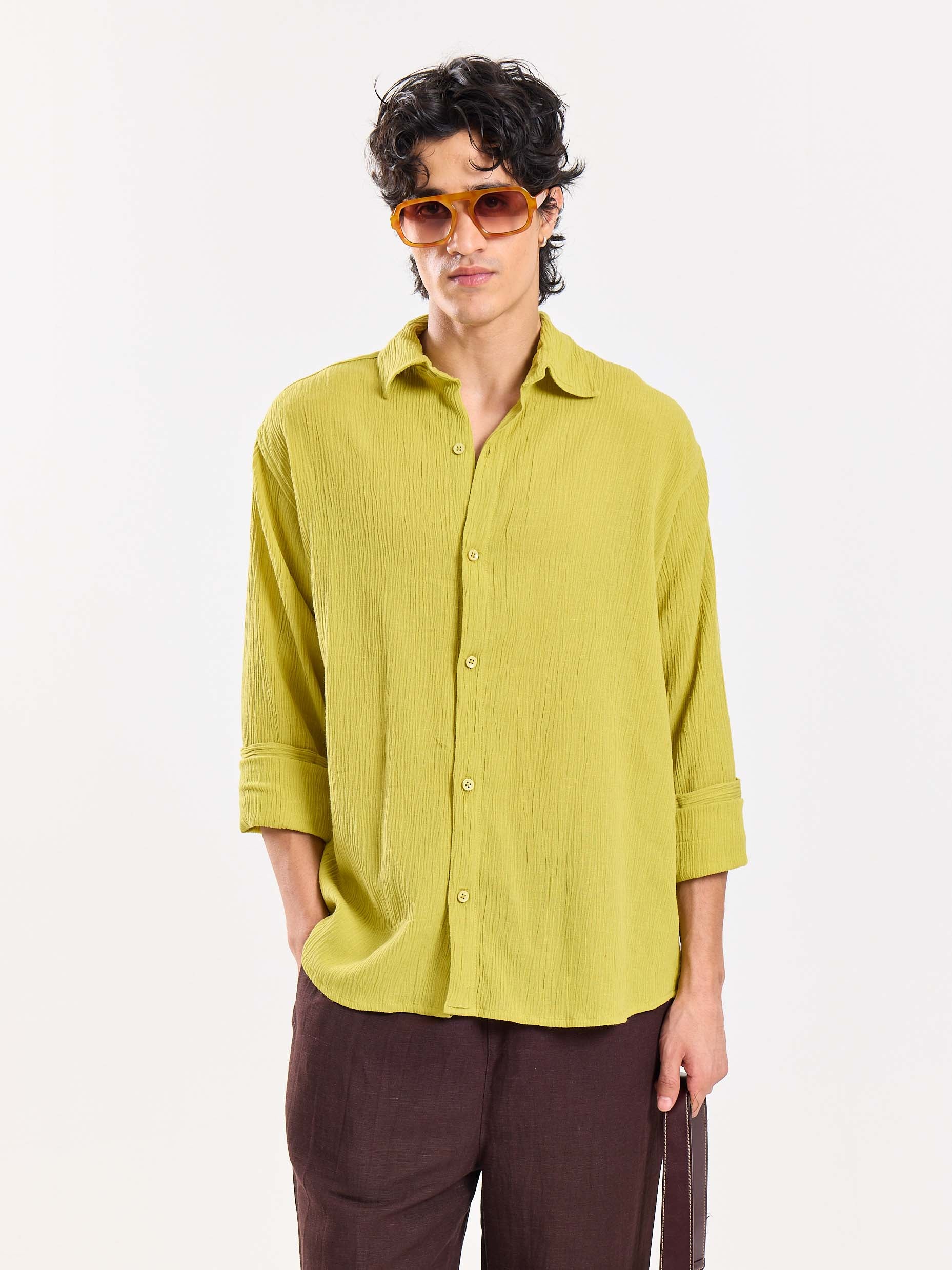 Lime Green Wrinkled Shirt - Image 2