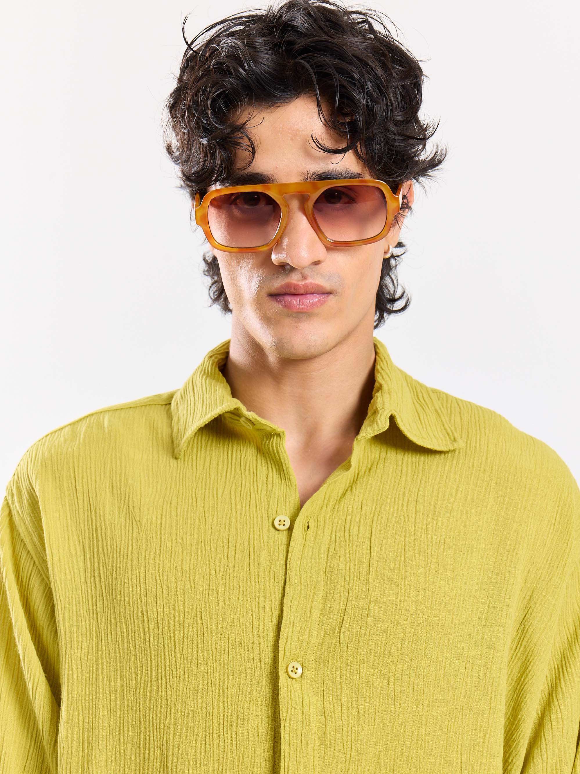 Lime Green Wrinkled Shirt - Image 3