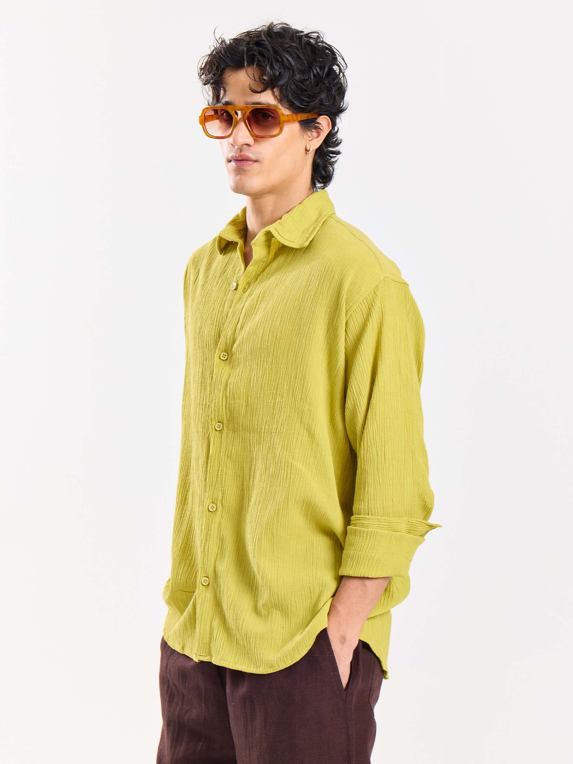 Lime Green Wrinkled Shirt - Image 4