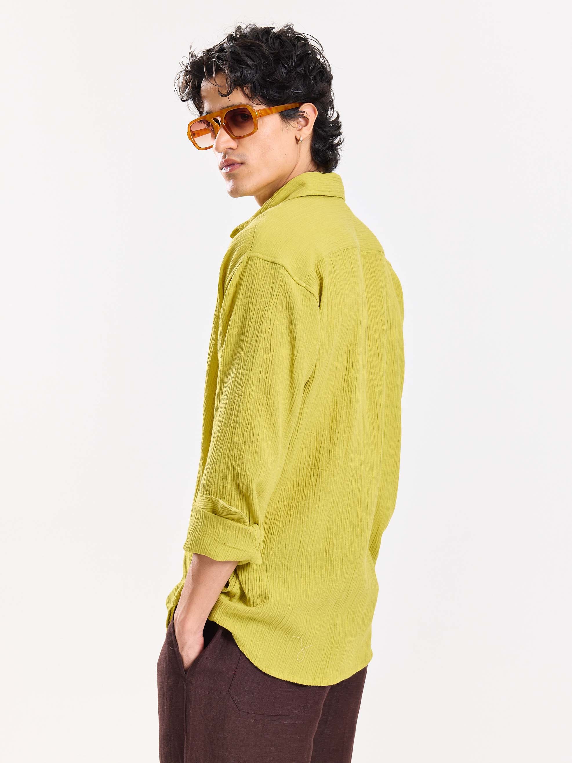 Lime Green Wrinkled Shirt - Image 7