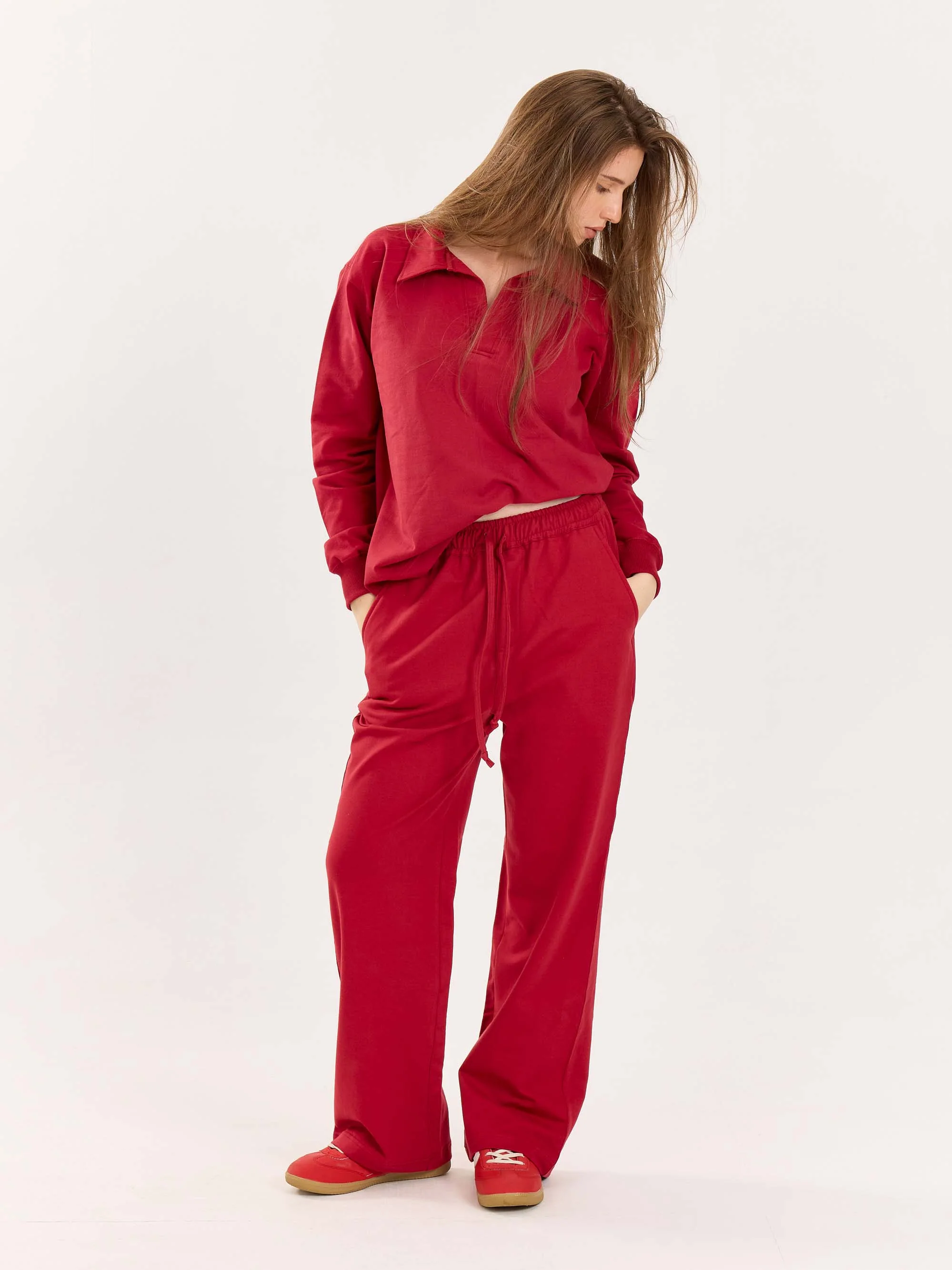 Loose Fit Red Sweatpants - Image 5