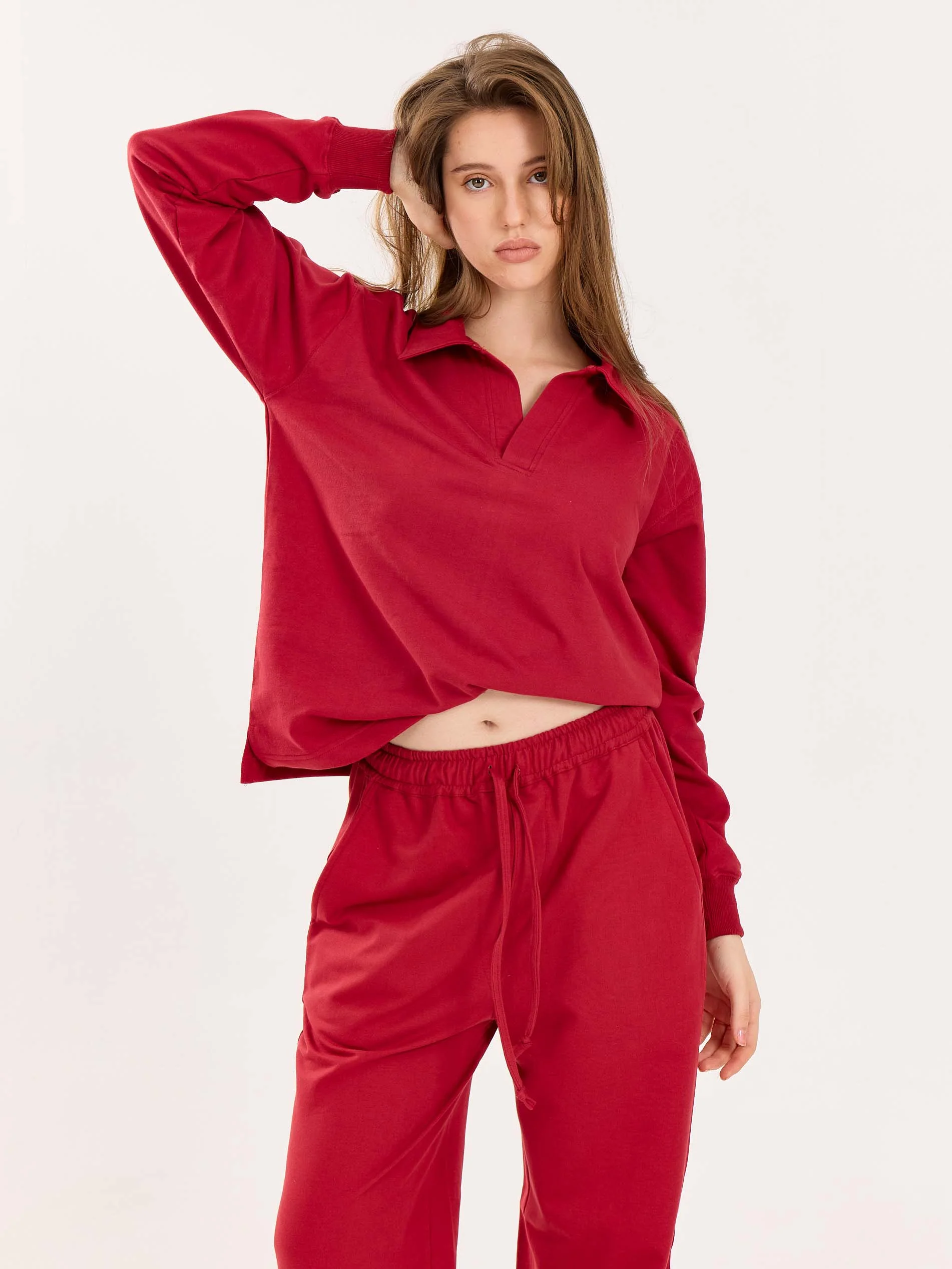 Loose Fit Red Sweatpants - Image 6