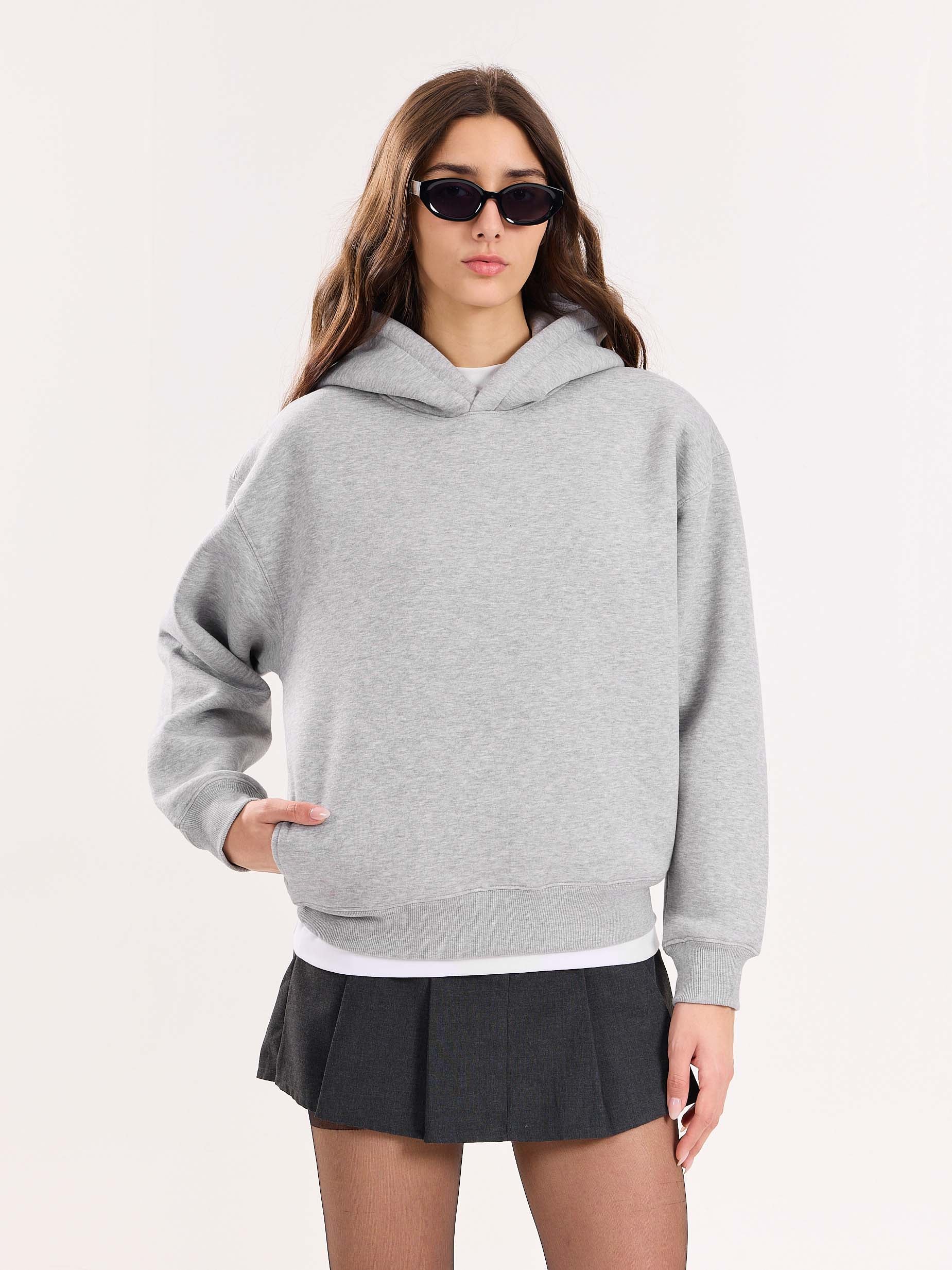 Marl Grey Cropped Fit Hoodie - Image 4
