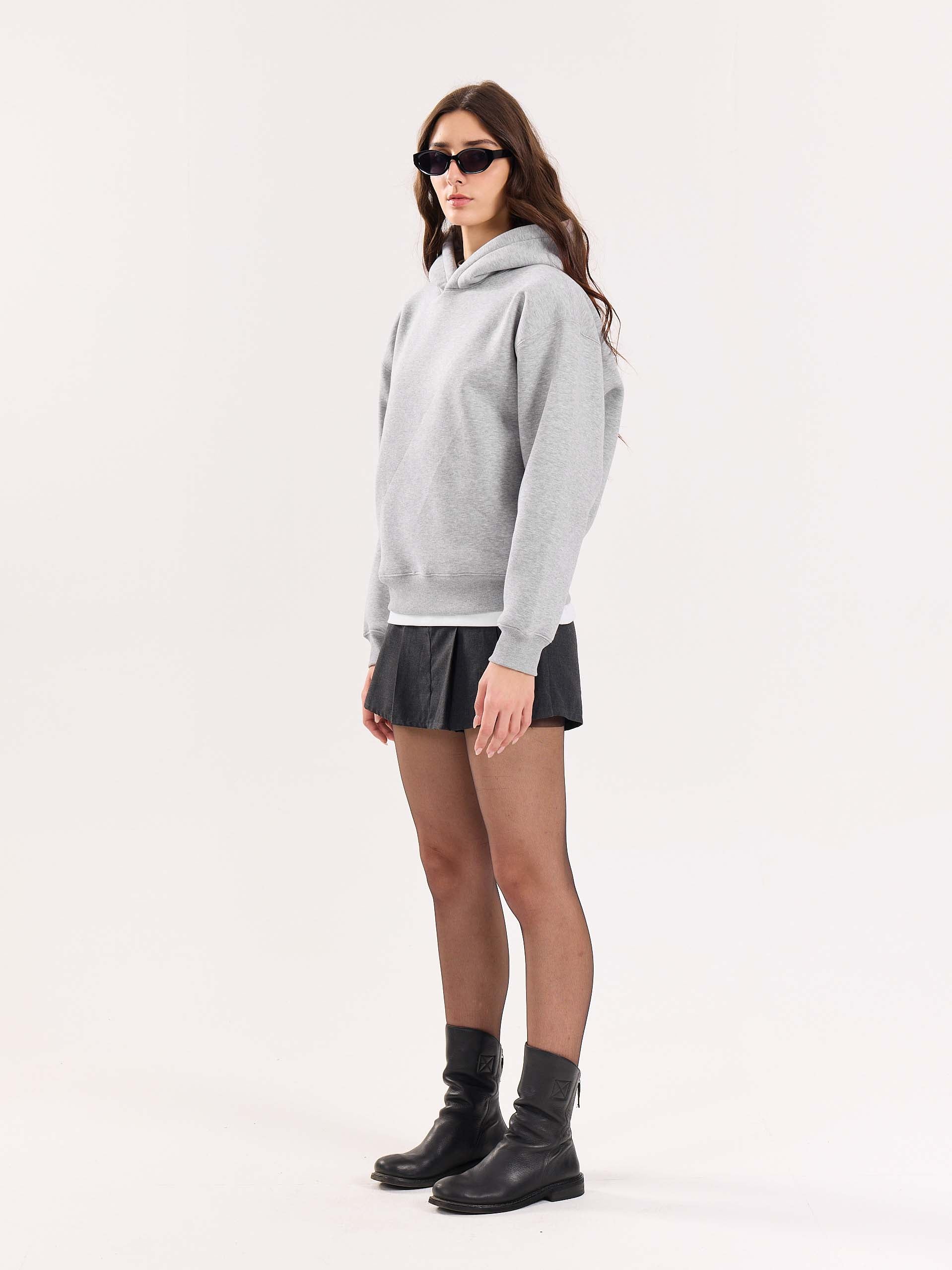 Marl Grey Cropped Fit Hoodie - Image 5