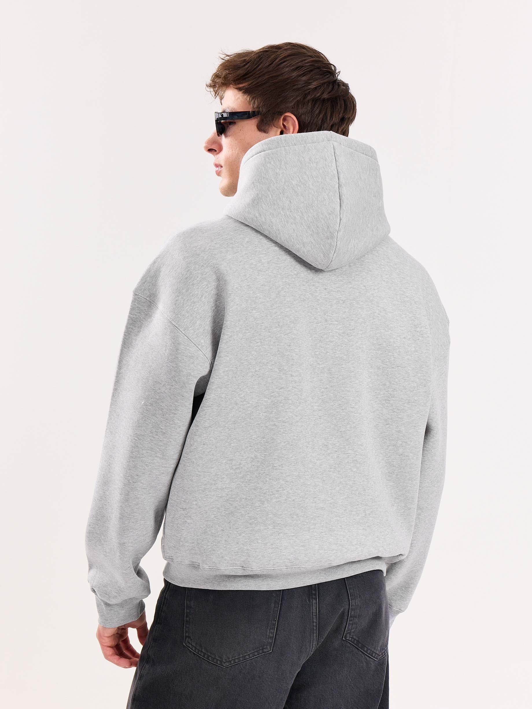 Marl Grey Cropped Fit Hoodie - Image 8