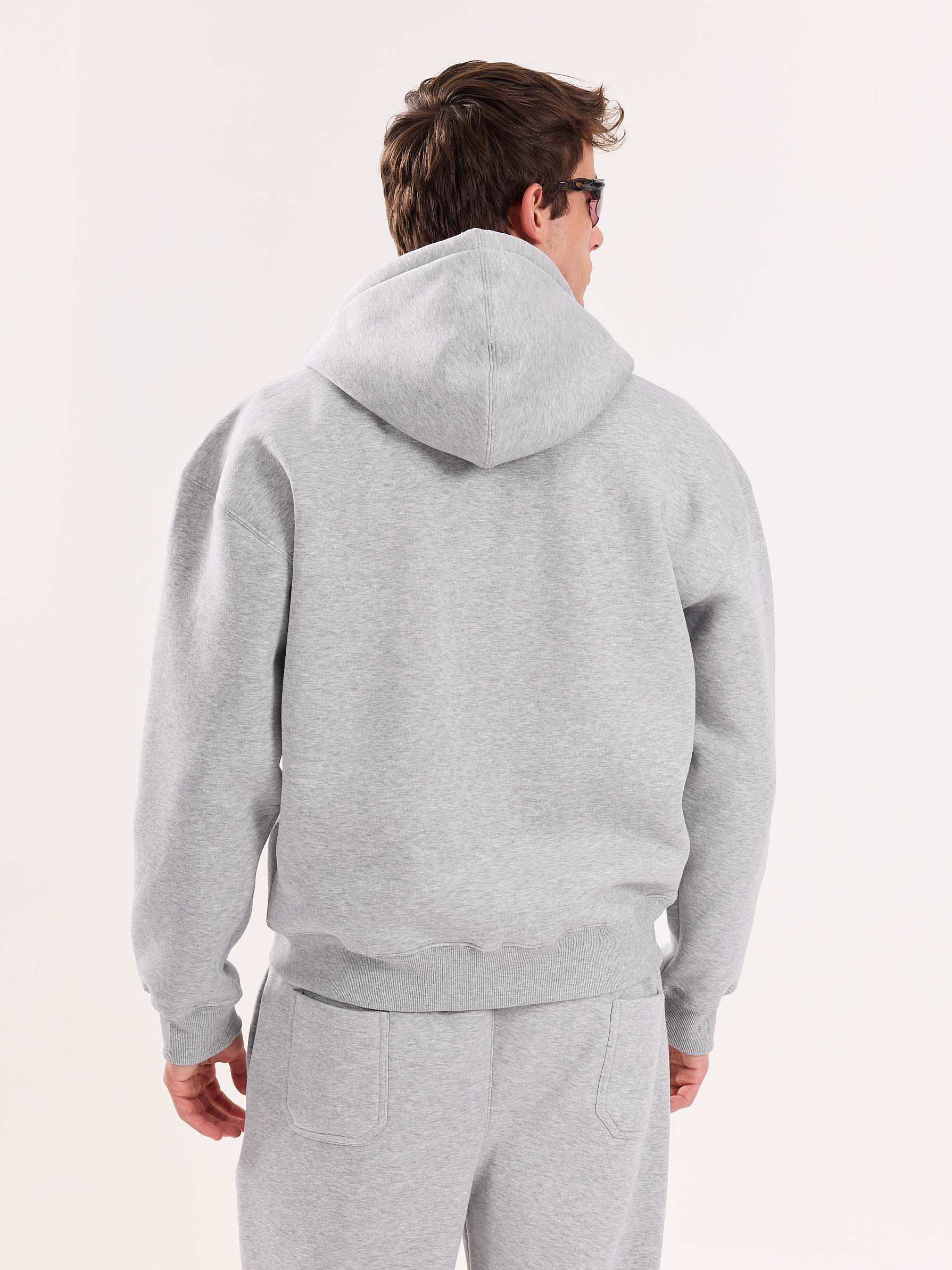 Marl Grey Cropped Zip-Up Hoodie - Image 8