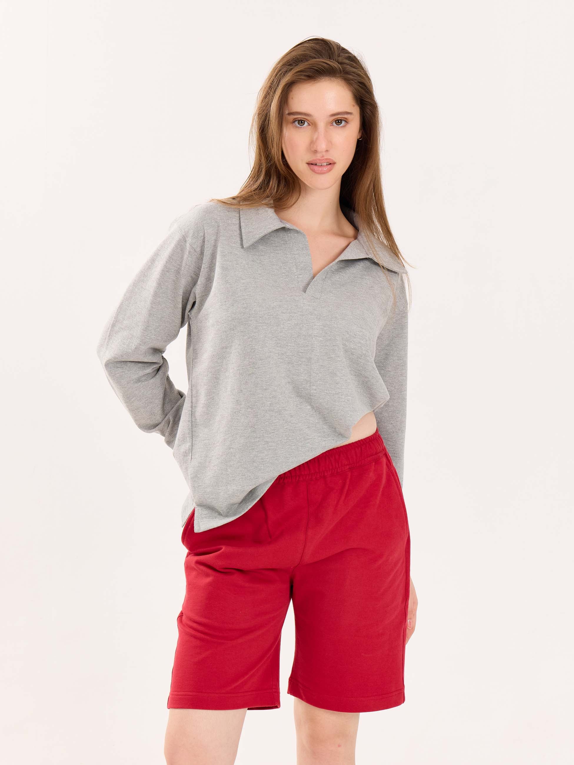 Marl Grey Terry Polo Tee - Image 4