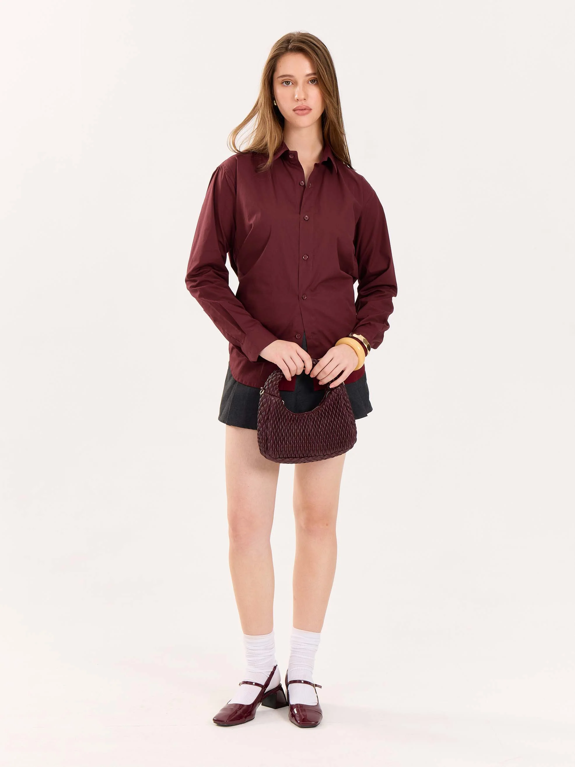 Maroon Poplin Shirt - Image 3