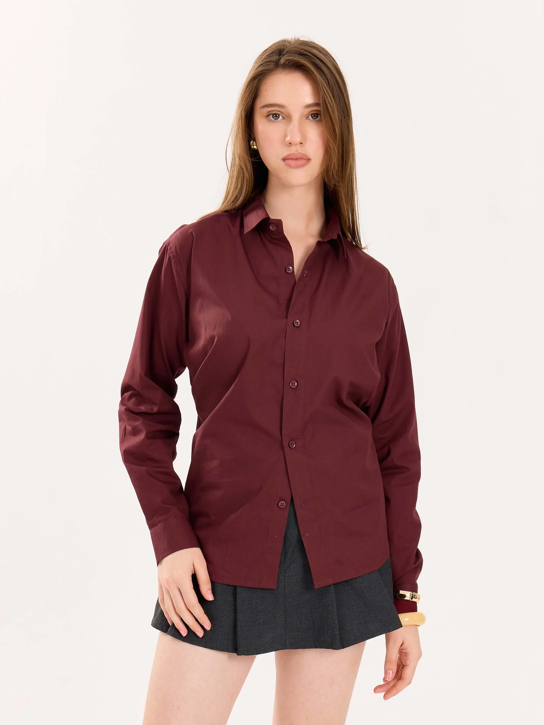 Maroon Poplin Shirt - Image 4