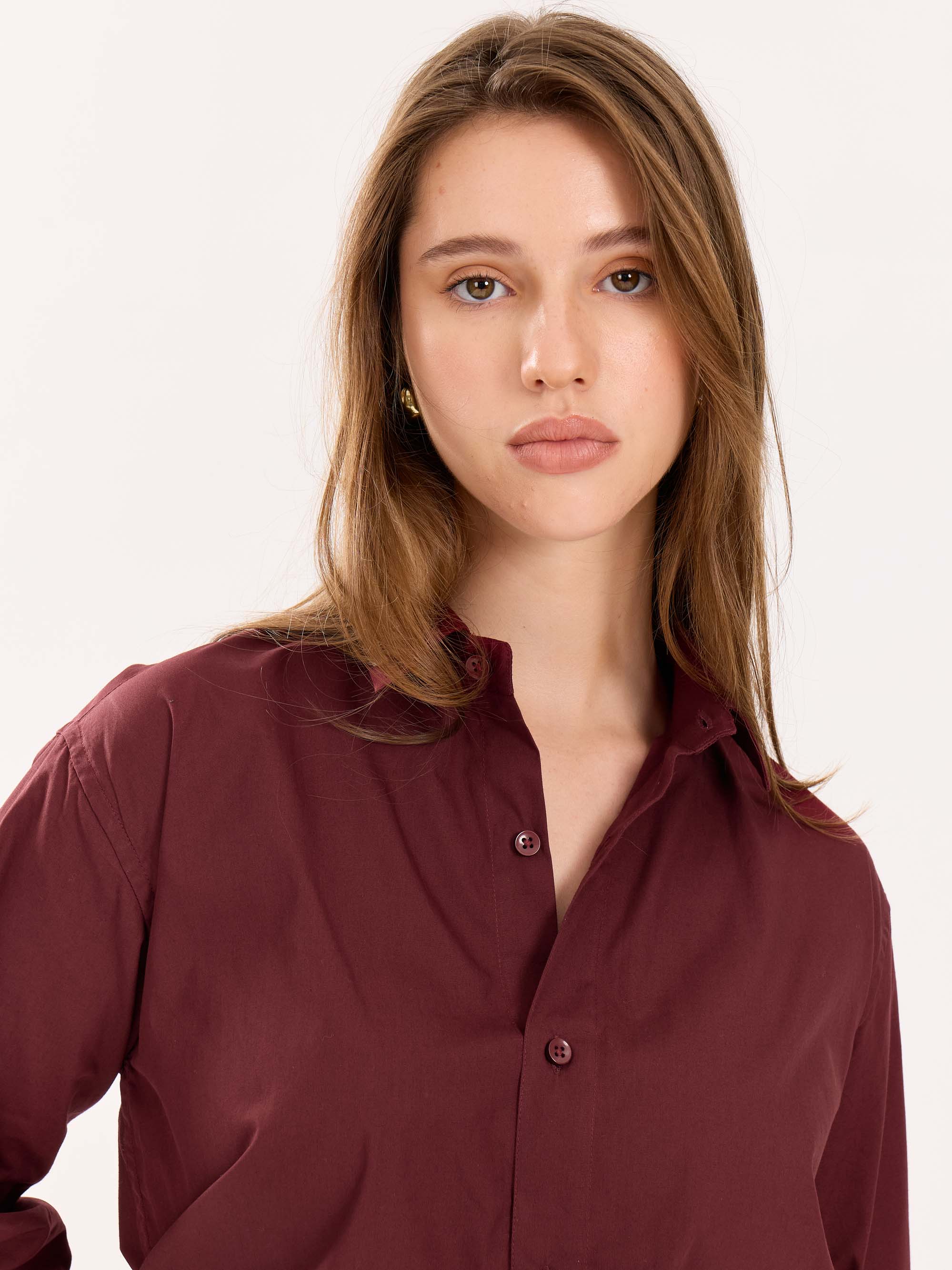 Maroon Poplin Shirt - Image 5