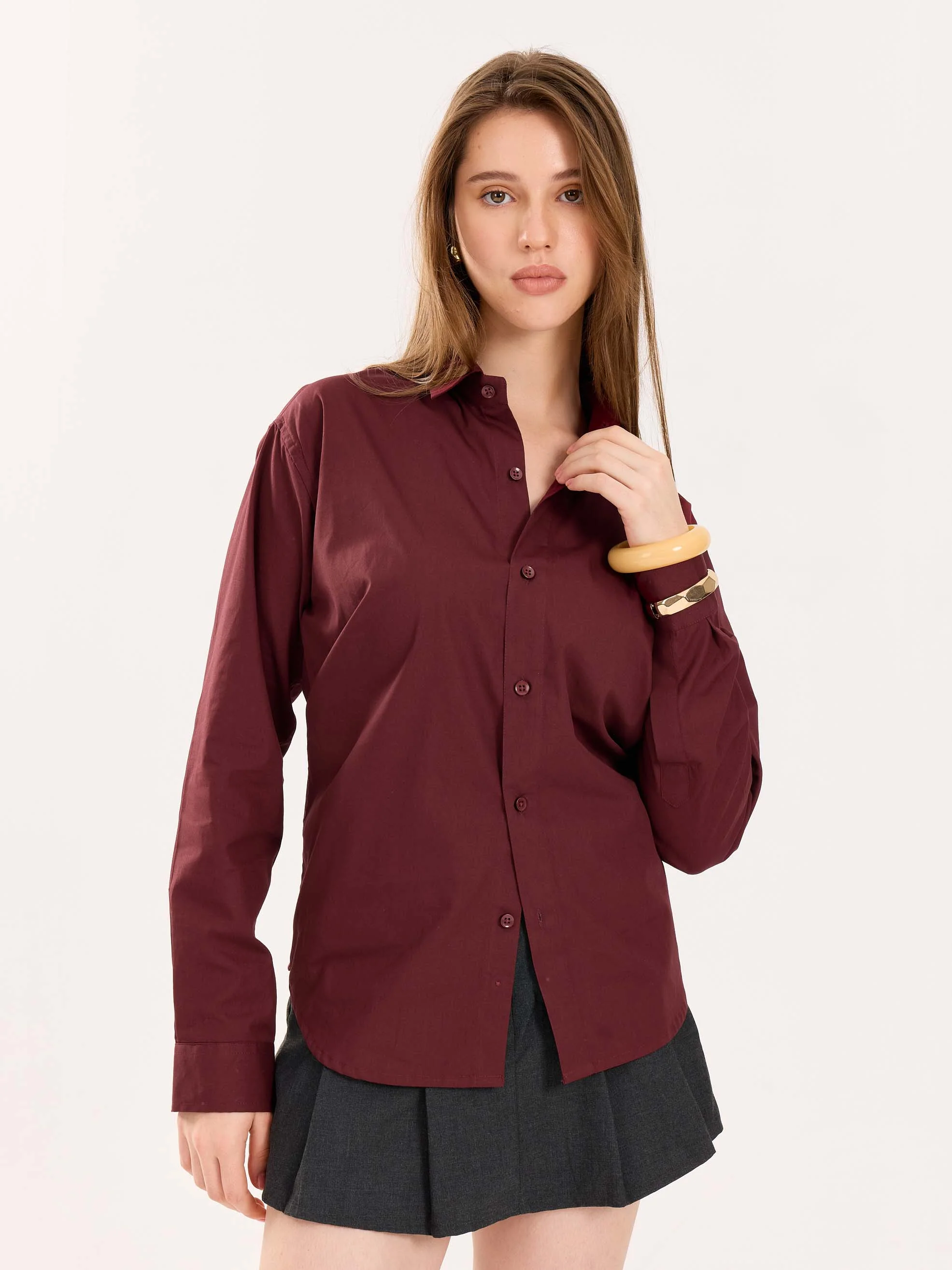 Maroon Poplin Shirt - Image 6