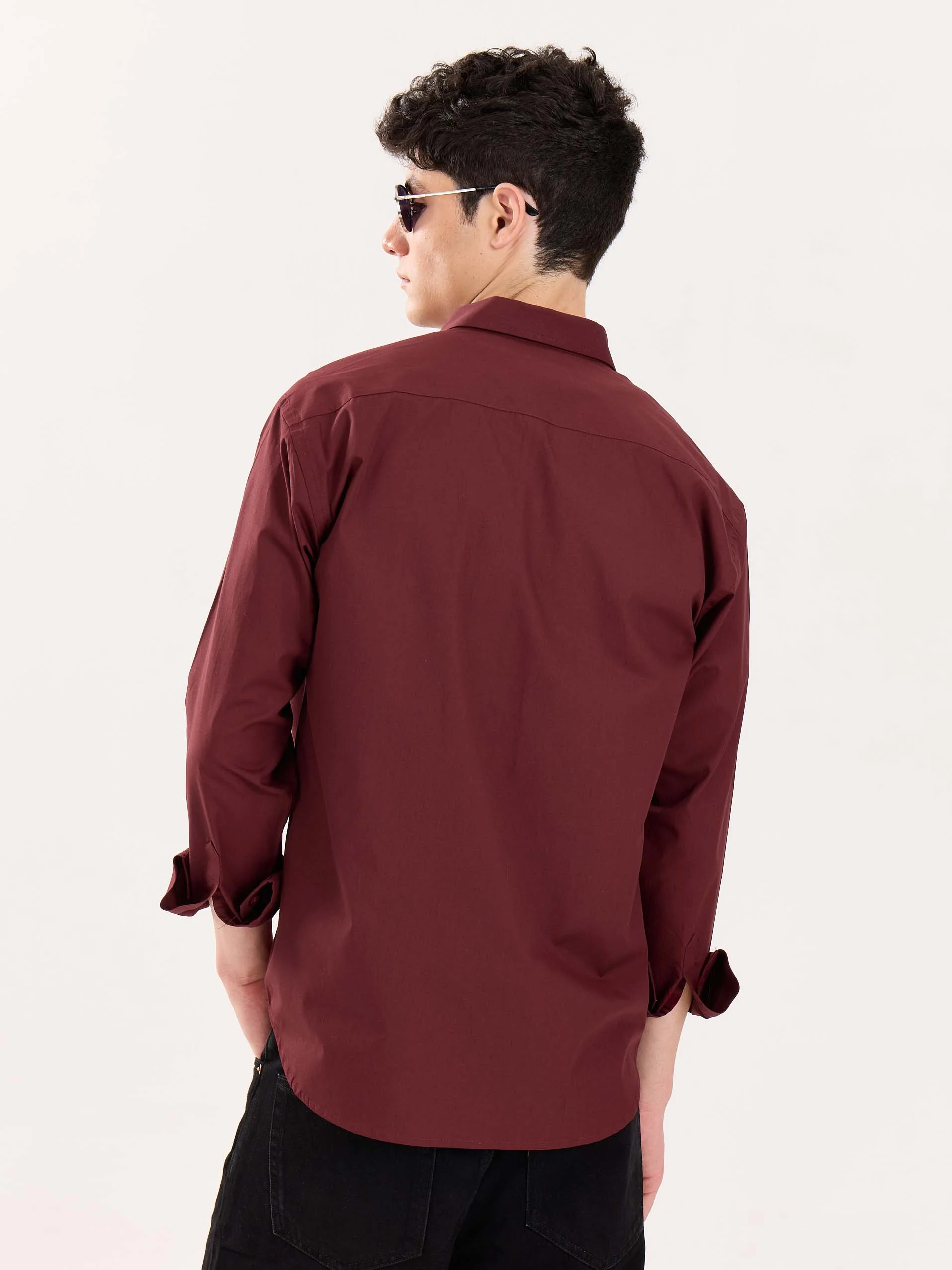 Maroon Poplin Shirt - Image 8