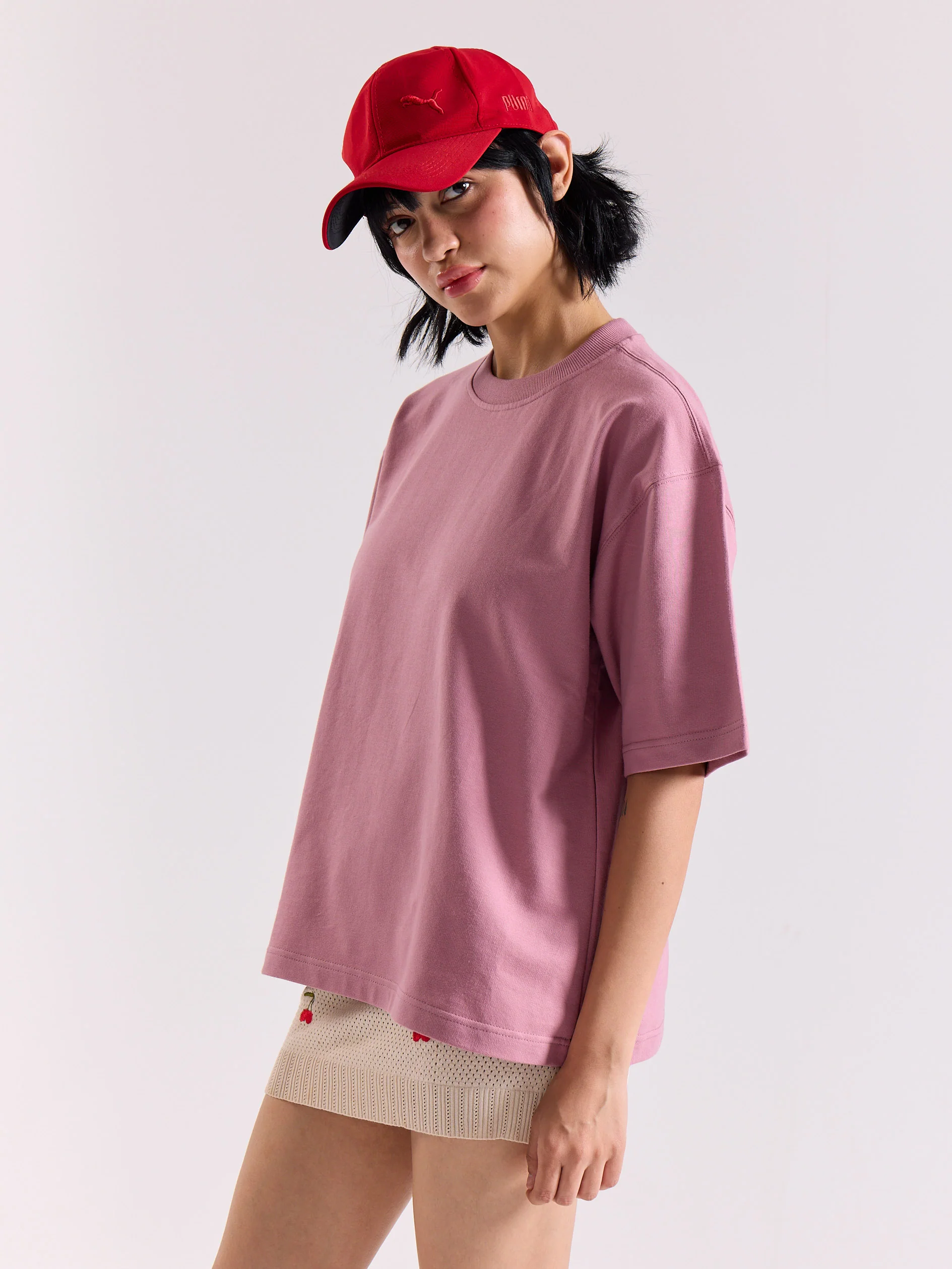Mauve Loose Fit Cropped T-Shirt - Image 7
