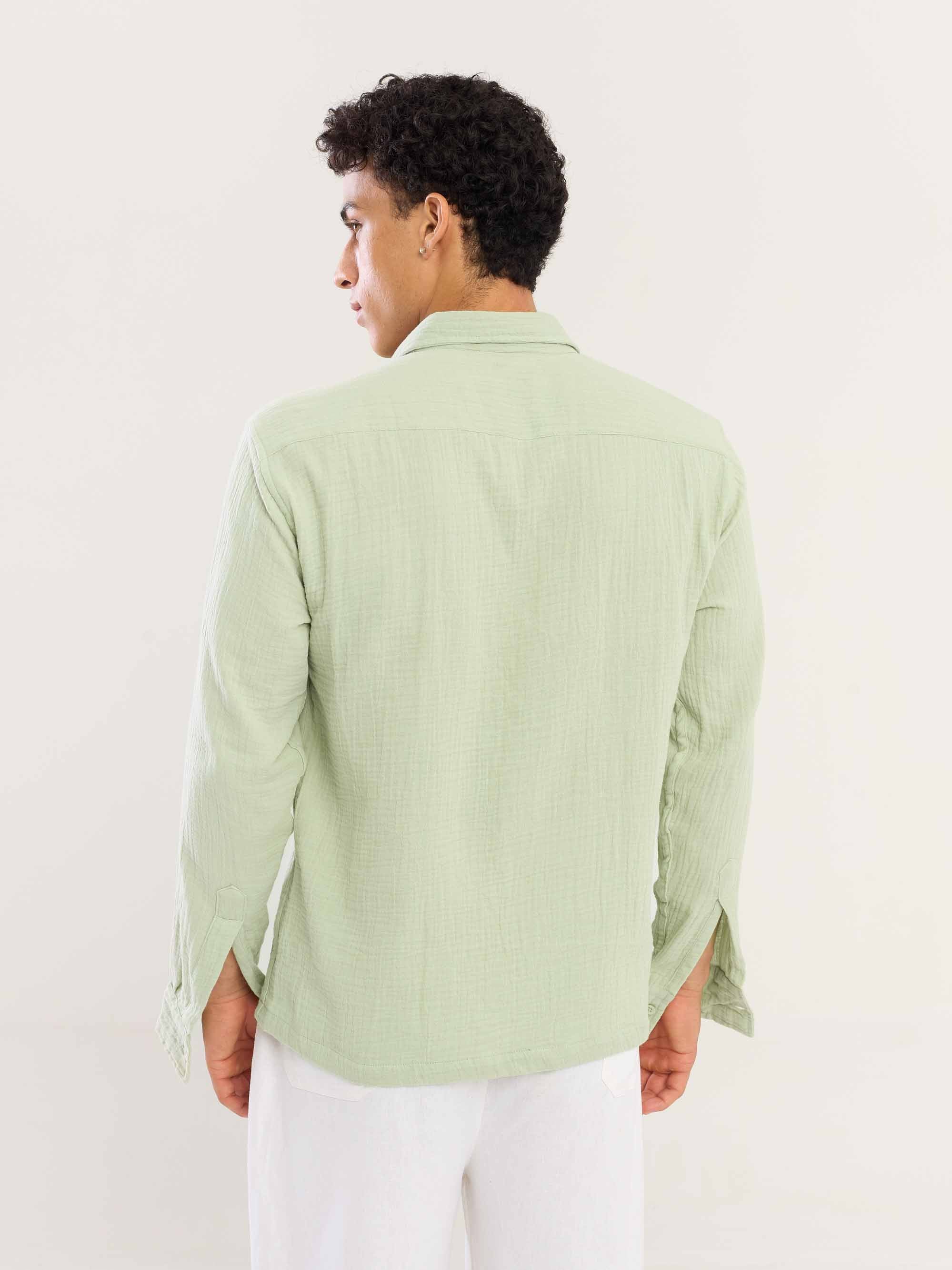 Mint Green Gauze Holiday Shirt - Image 6