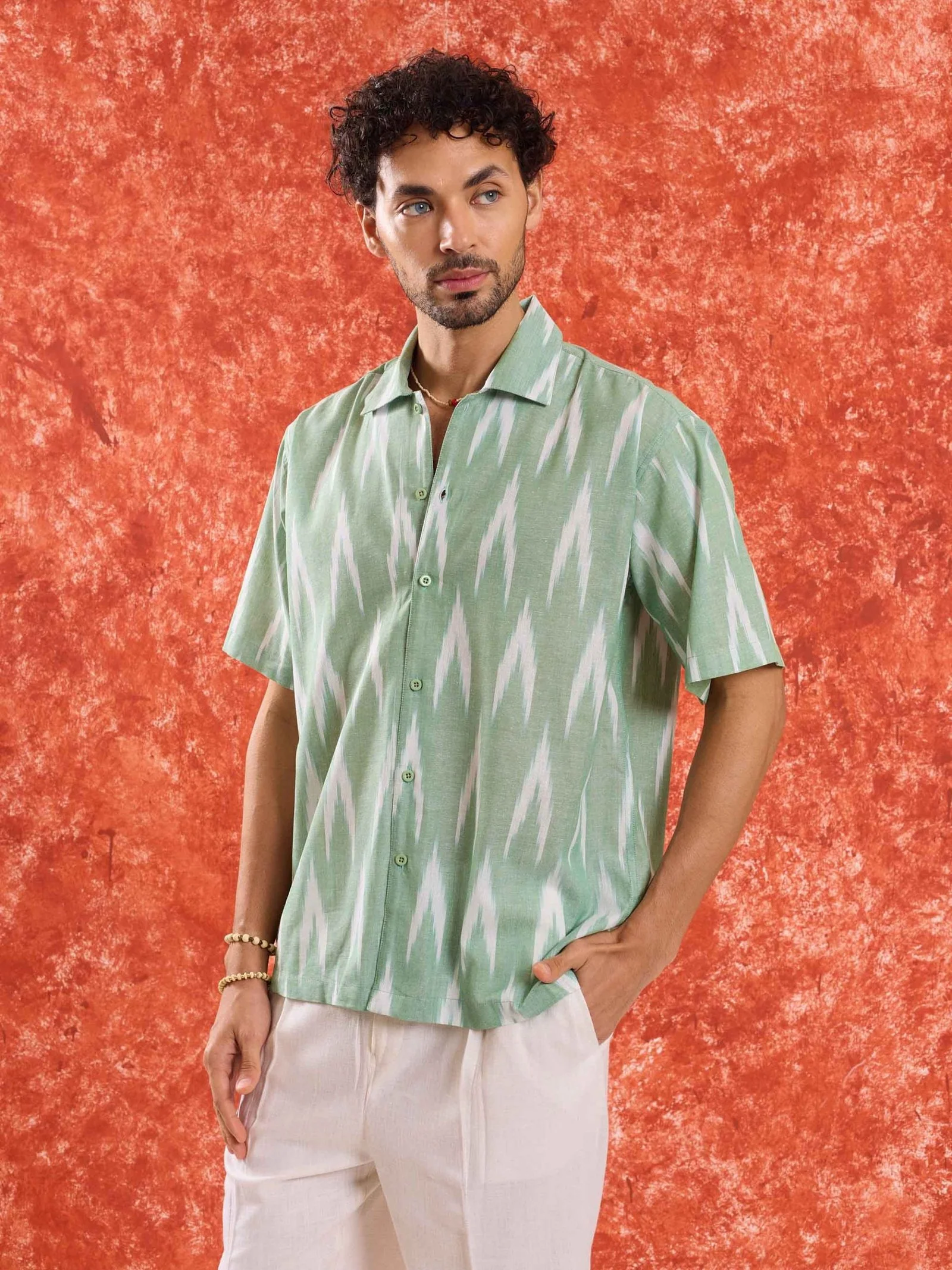 Mint Green Ikat Shirt - Image 4