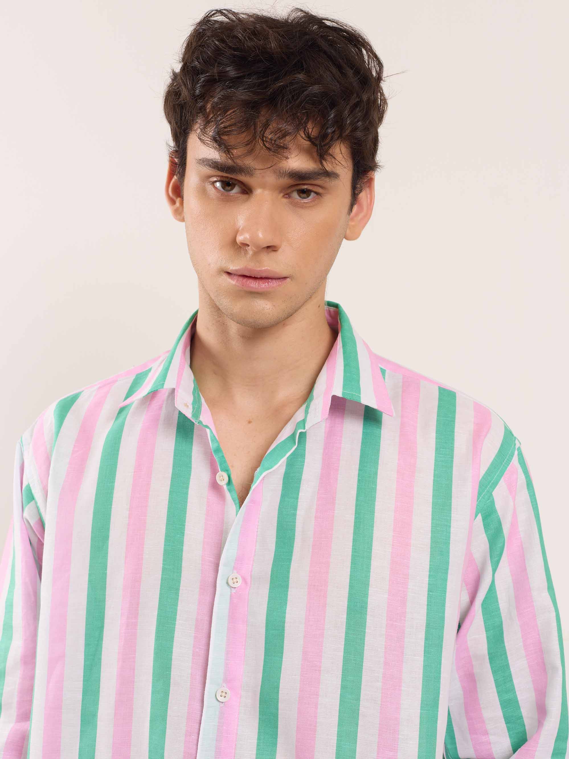 Multicolor Striped Linen Shirt - Image 3