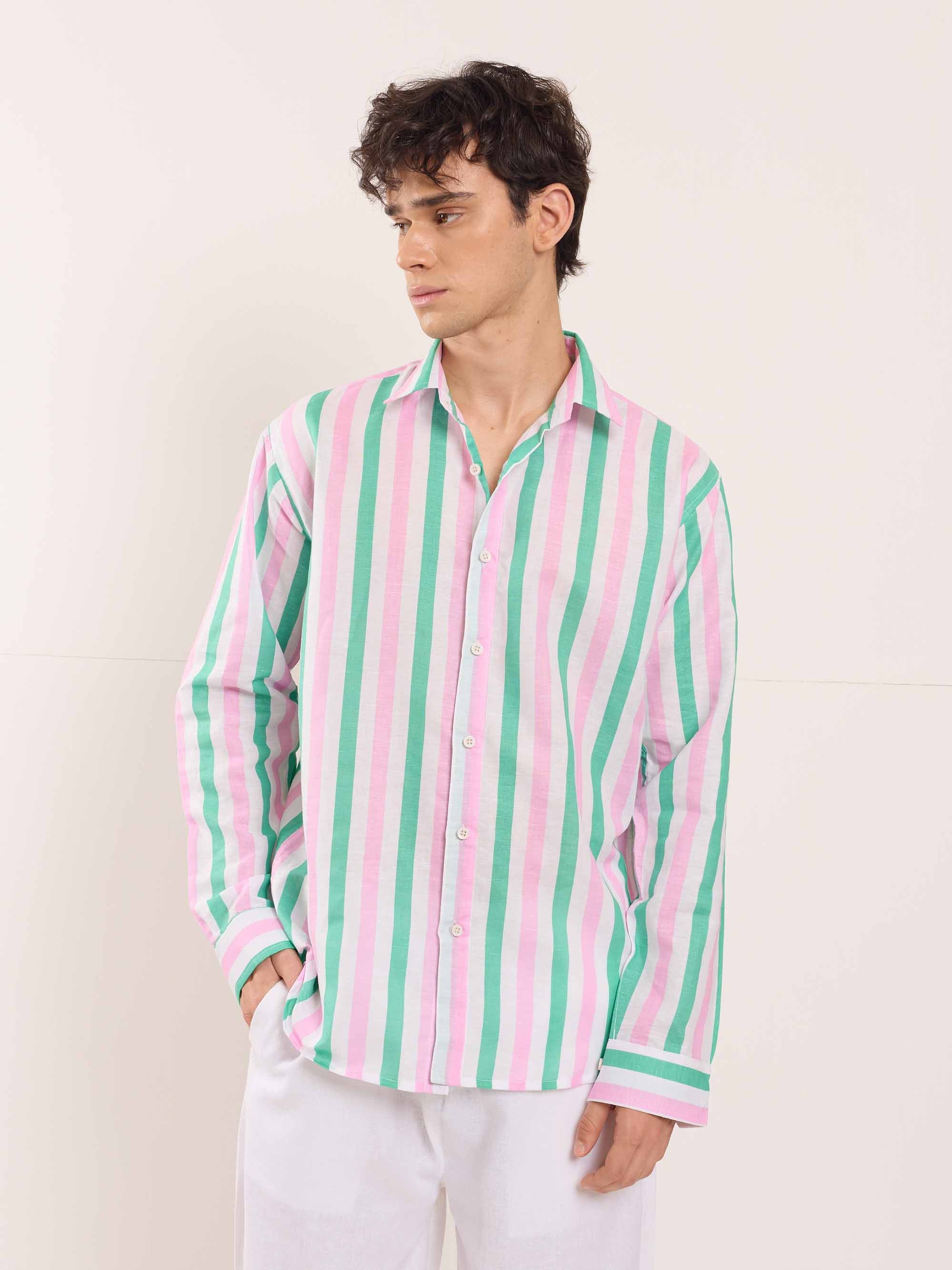 Multicolor Striped Linen Shirt - Image 4