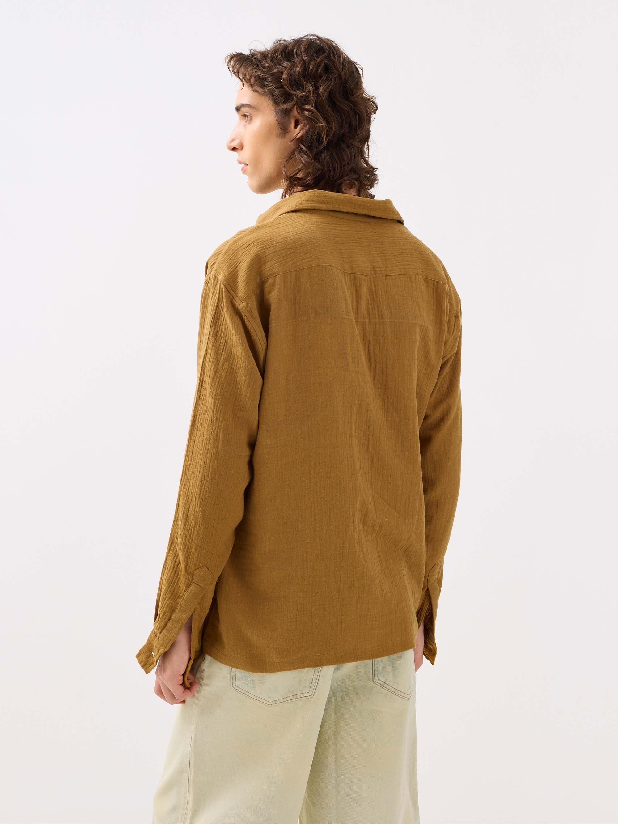 Mustard Yellow Gauze Holiday Shirt - Image 7