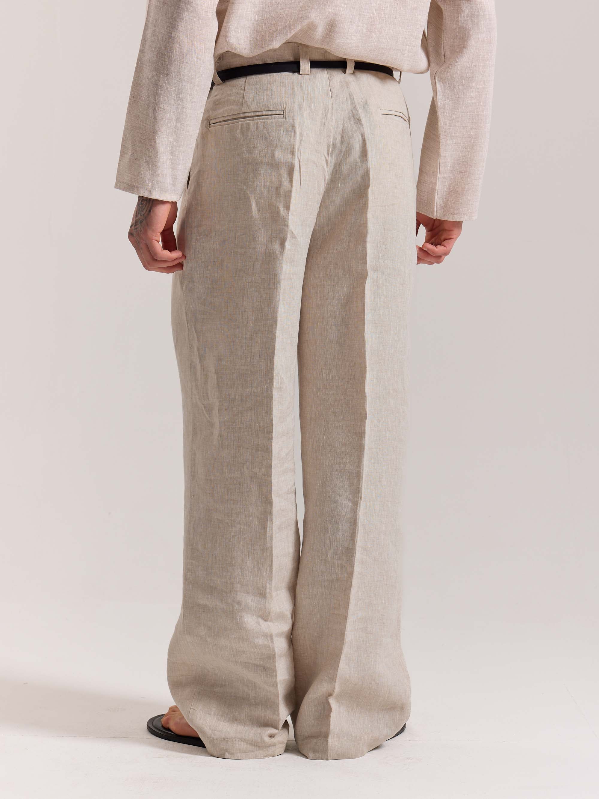 Natural Linen Baggy Fit Trousers - Image 8