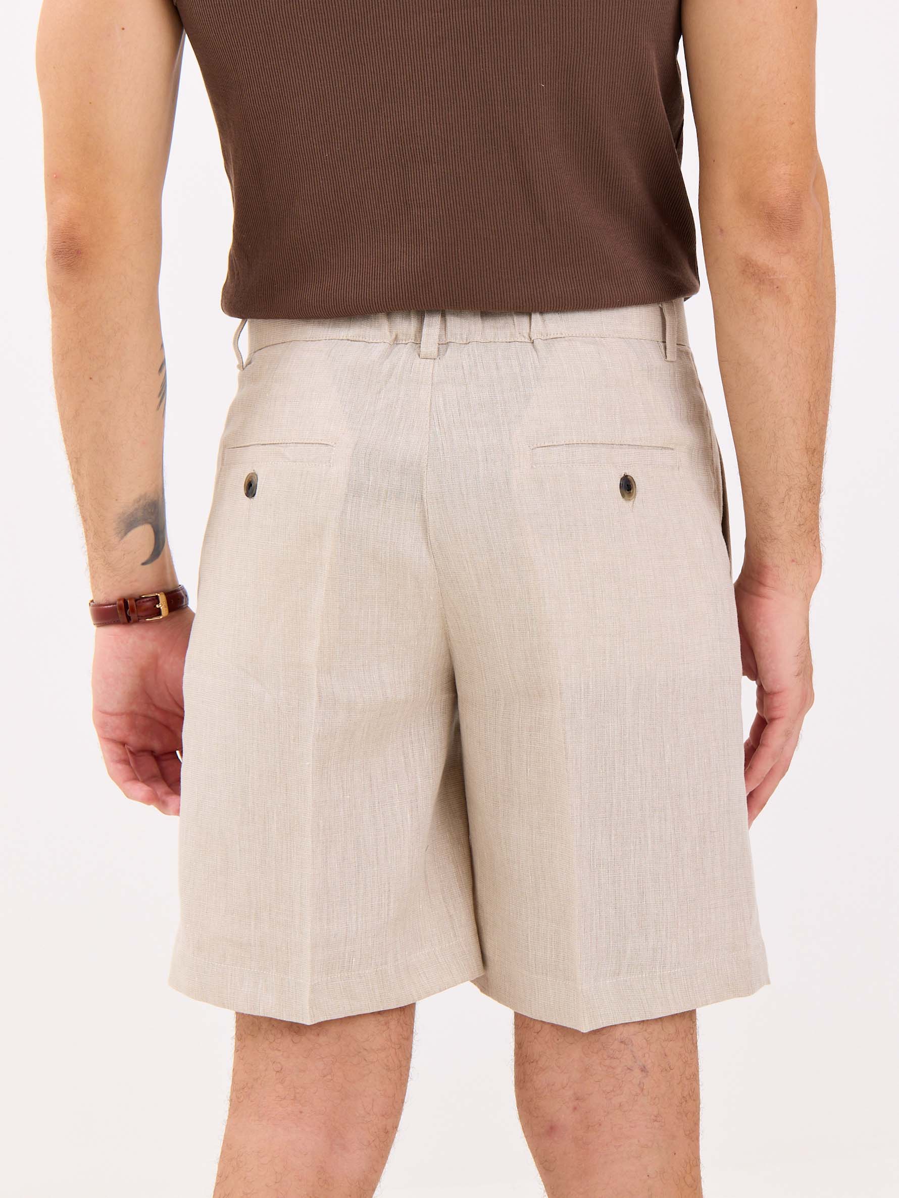 Natural Linen Trouser Shorts - Image 6