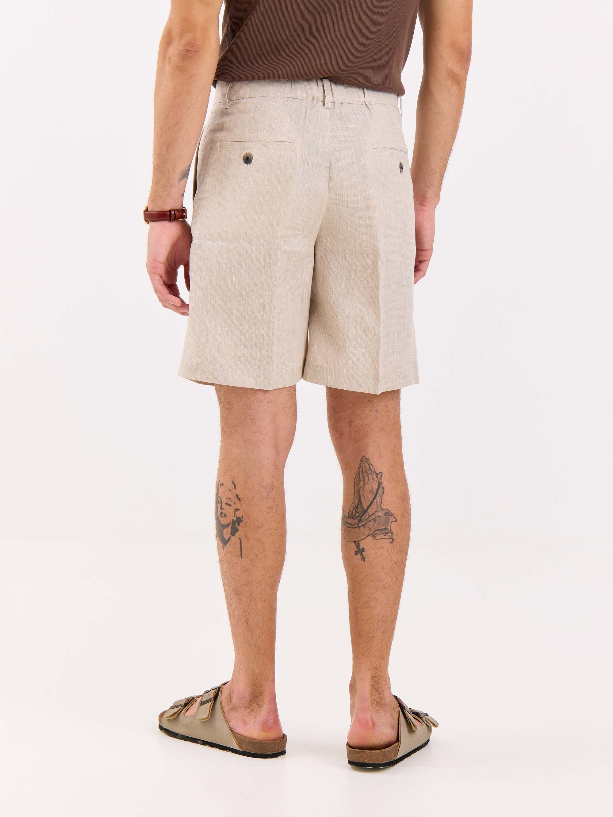 Natural Linen Trouser Shorts - Image 7