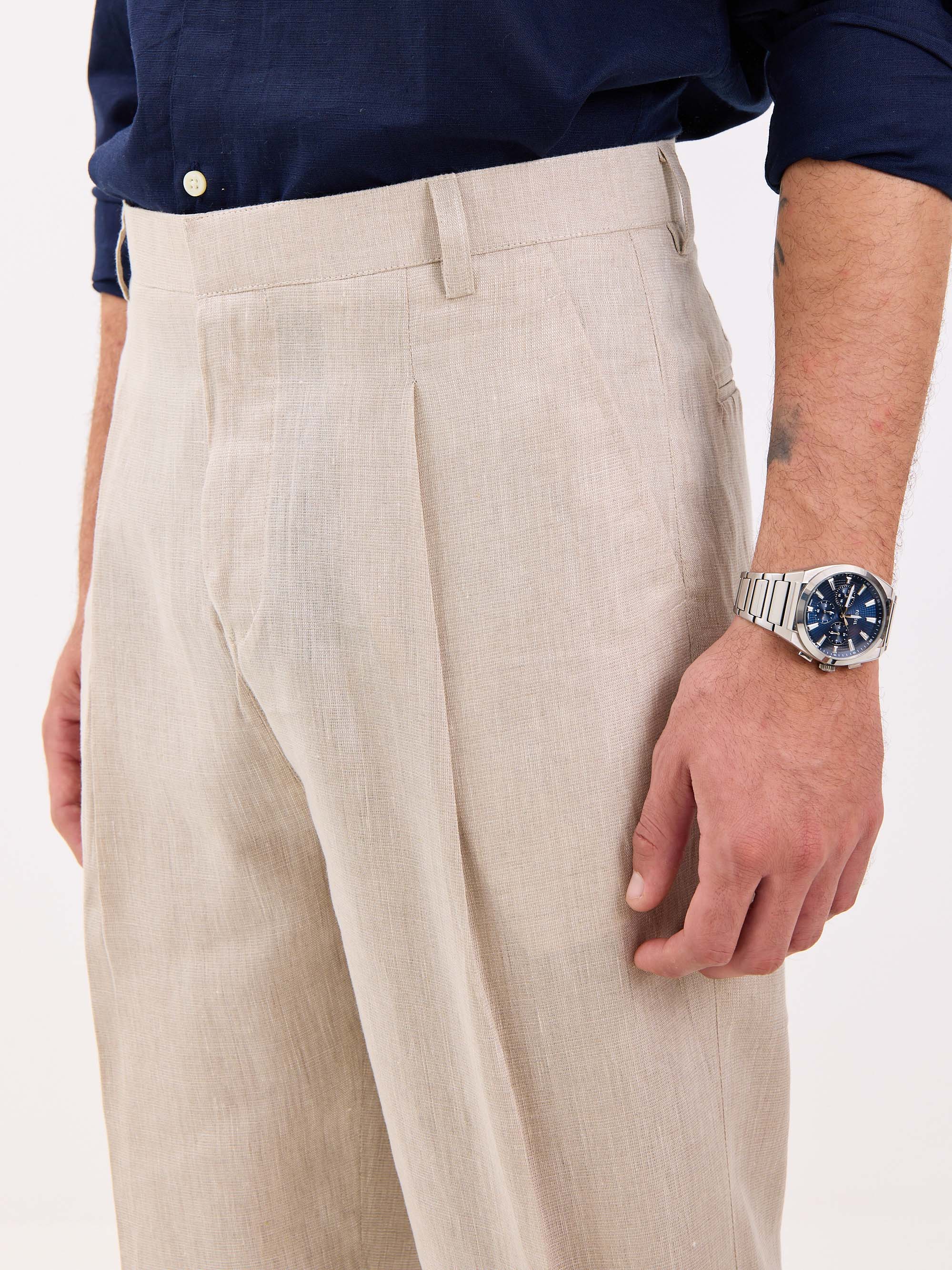 Natural Linen Trousers - Image 3